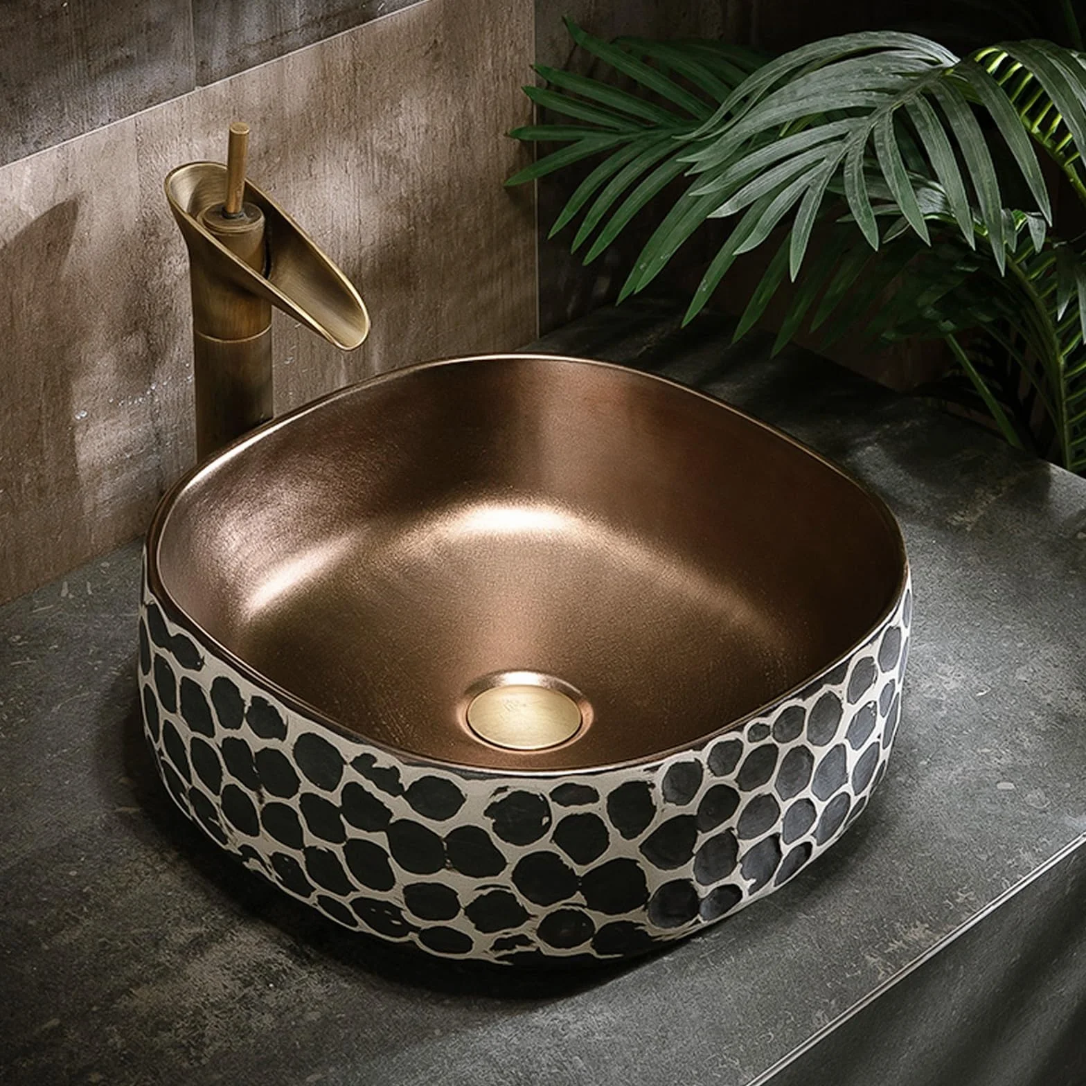 Kwadratowa ceramiczna umywalka łazienkowa 43 cm, stylowa umywalka nablatowa, kompletny zestaw odpływowy do nowoczesnej szafki toaletowej, idealny do użytku domowego i komercyjnego