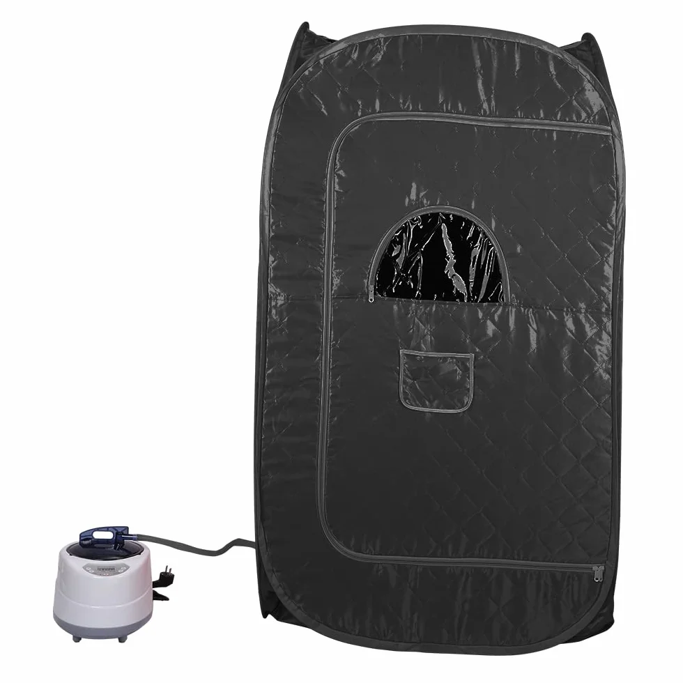 Sauna parowa do domu, mini sauna, przenośna sauna parowa, mobilna sauna parowa, SPA, zdrowa sauna domowa, łaźnia parowa z pilotem zdalnego sterowania (kolor czarny, 80 x 80 x 135 cm)