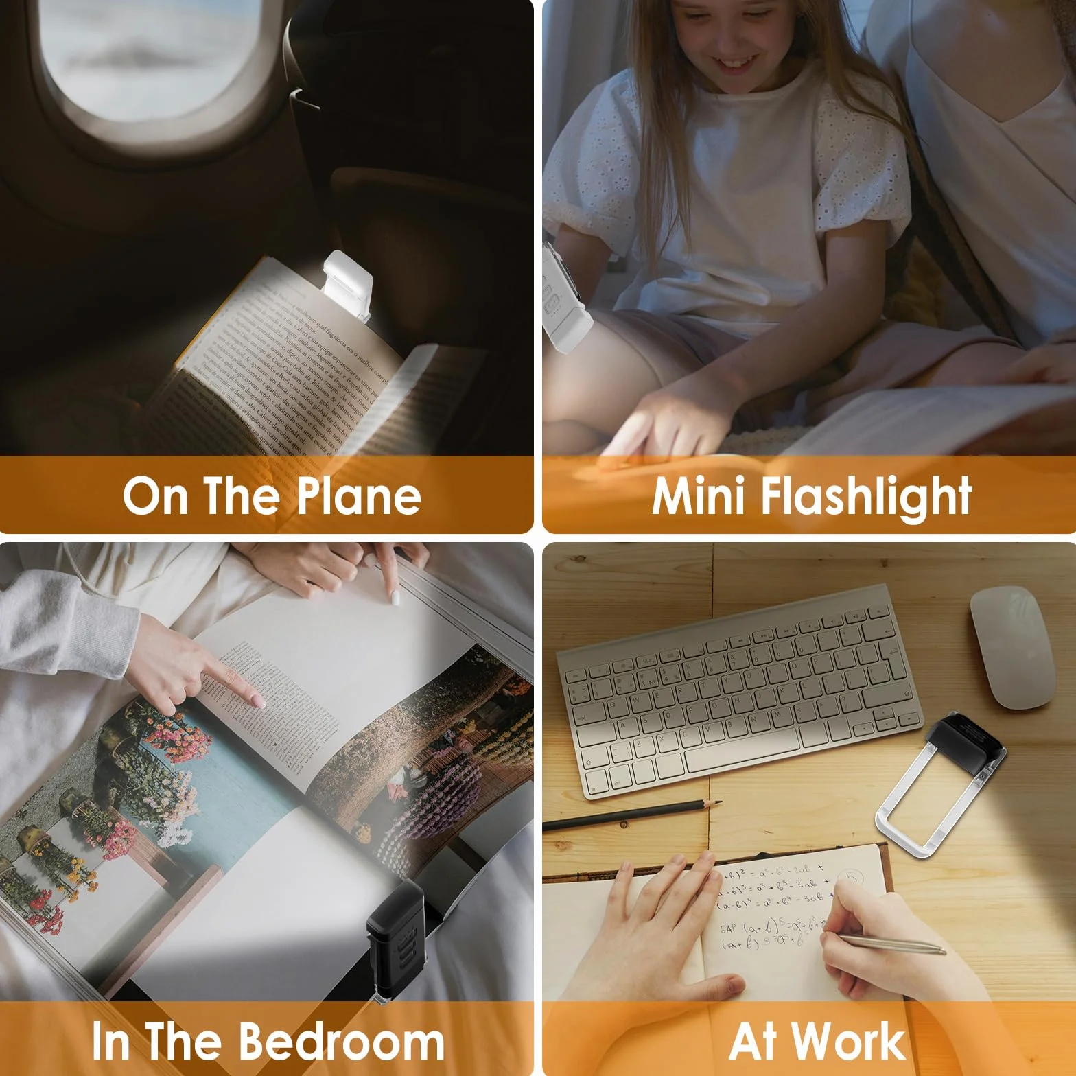 Lampka do czytania w łóżku z 100 etykietami na indeksy, lampka nocna do czytania książki, 3 tryby kolorów i 5 jasności ściemniania, przenośne światło ładowane przez USB, biała