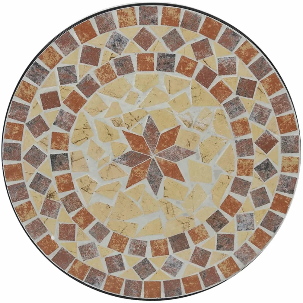 vidaXL Mozaikowy stolik bistro ceramiczny Ø50x70 cm terakotowo-biały
