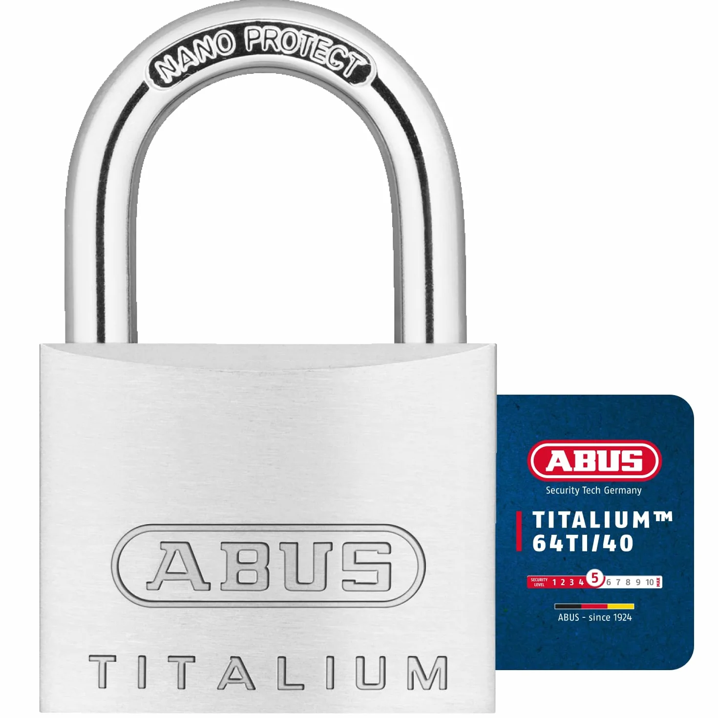 ABUS Kłódka Titalium 64TI/40 - zestaw 4 sztuk, równocześnie zamykająca - zamek do piwnicy z korpusem zamka ze specjalnego aluminium - hartowany stalowy pałąk - poziom bezpieczeństwa ABS 5