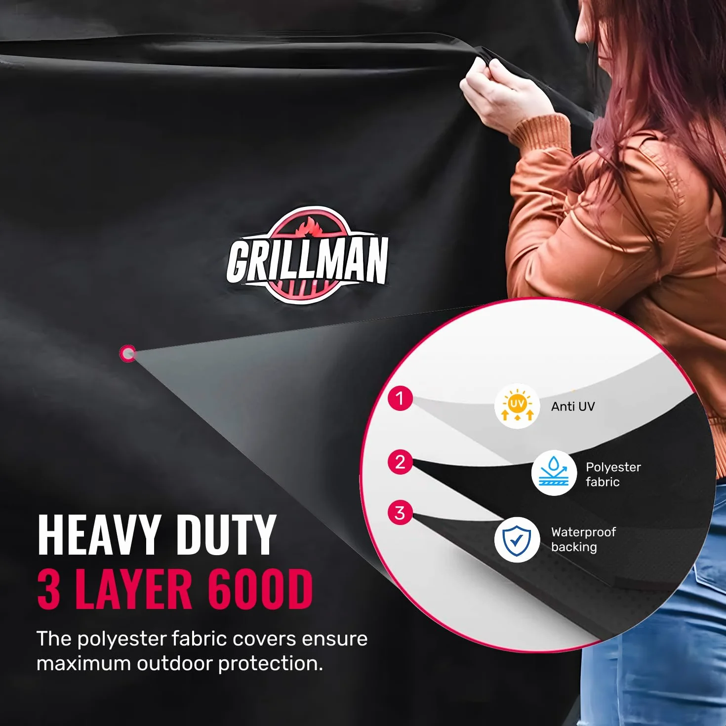 Grillman Pokrowiec na grilla wodoodporny UV 132x66 cm do Weber Brinkmann Char Broil