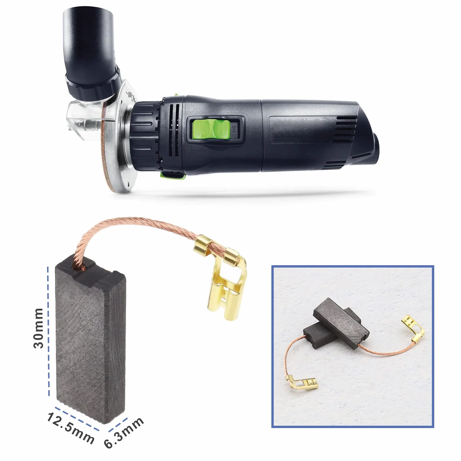 2 pary szczotek węglowych 6,3 x 12,5 x 30 mm część zamienna silnika kompatybilna z Festool CS 70 E/CS 70 EB/CS 70 EB zestaw akcesoriów do elektronarzędzi