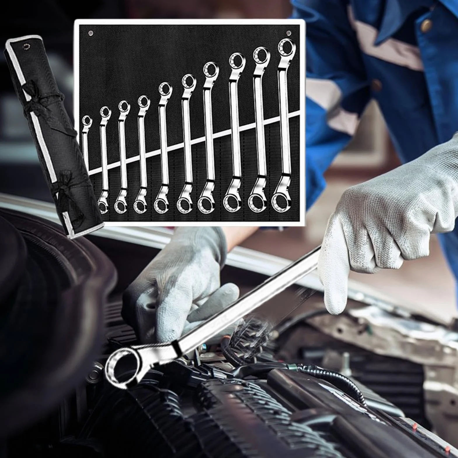 Klucze Nastawne Zestaw 10 Sztuk Dwustronna Głowica Klucze Skrzynkowa | Stal Chromowo-Wanadowa Narzędzia Dla Mechaników Do Konserwacji Rowerów i Sprzętu Rolniczego
