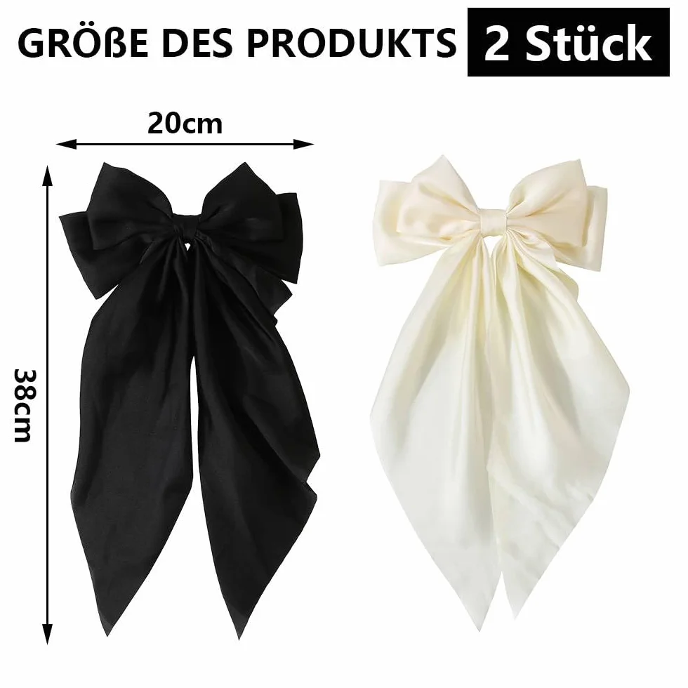Spinka do włosów, 2 sztuki, aksamitne kokardki do włosów, eleganckie spinki do włosów, dla kobiet na co dzień i na specjalne okazje (czarny/biały)