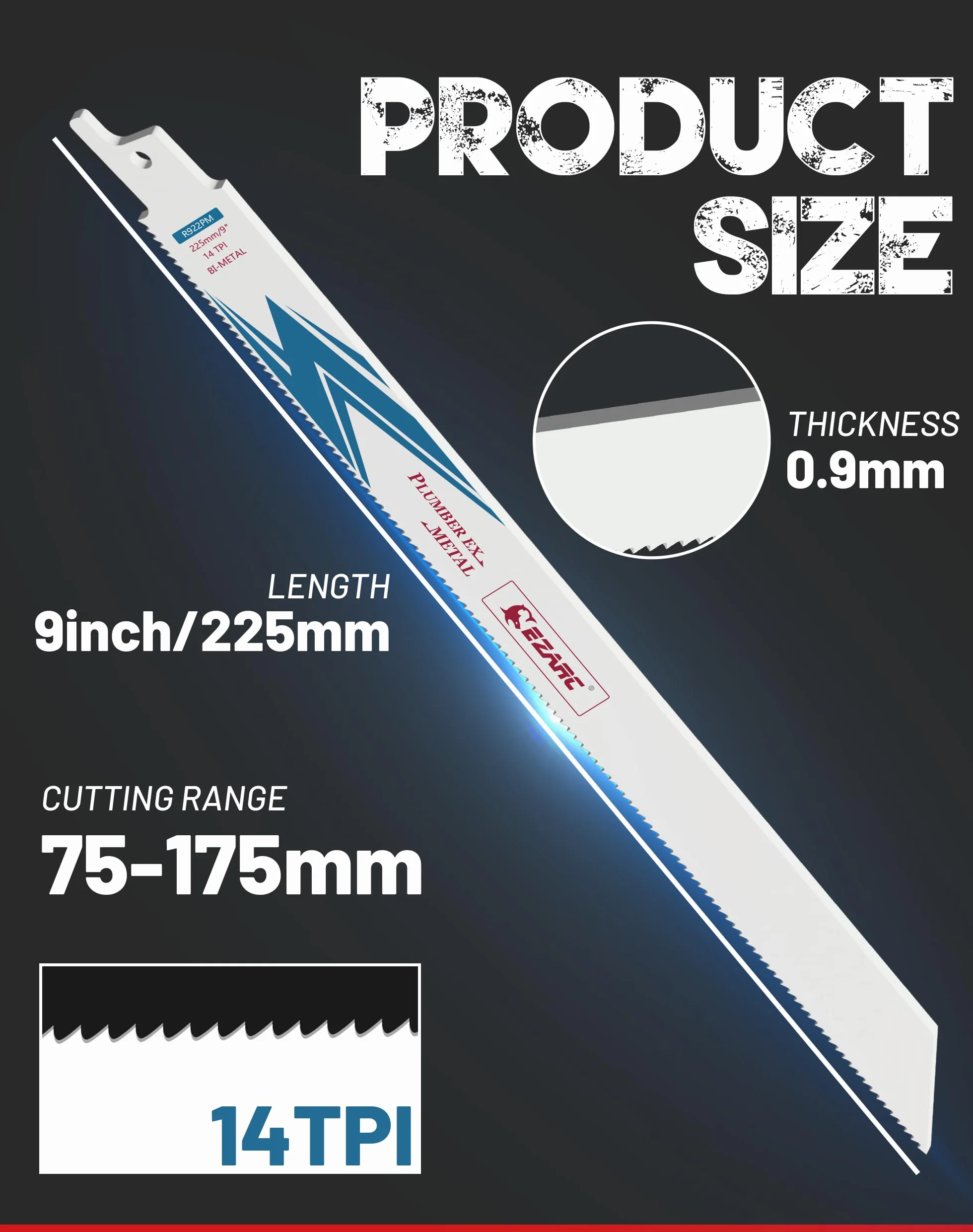 EZARC Brzeszczoty do piły szablastej R922PM cięcie metalu 225 mm 14TPI 25-częściowy