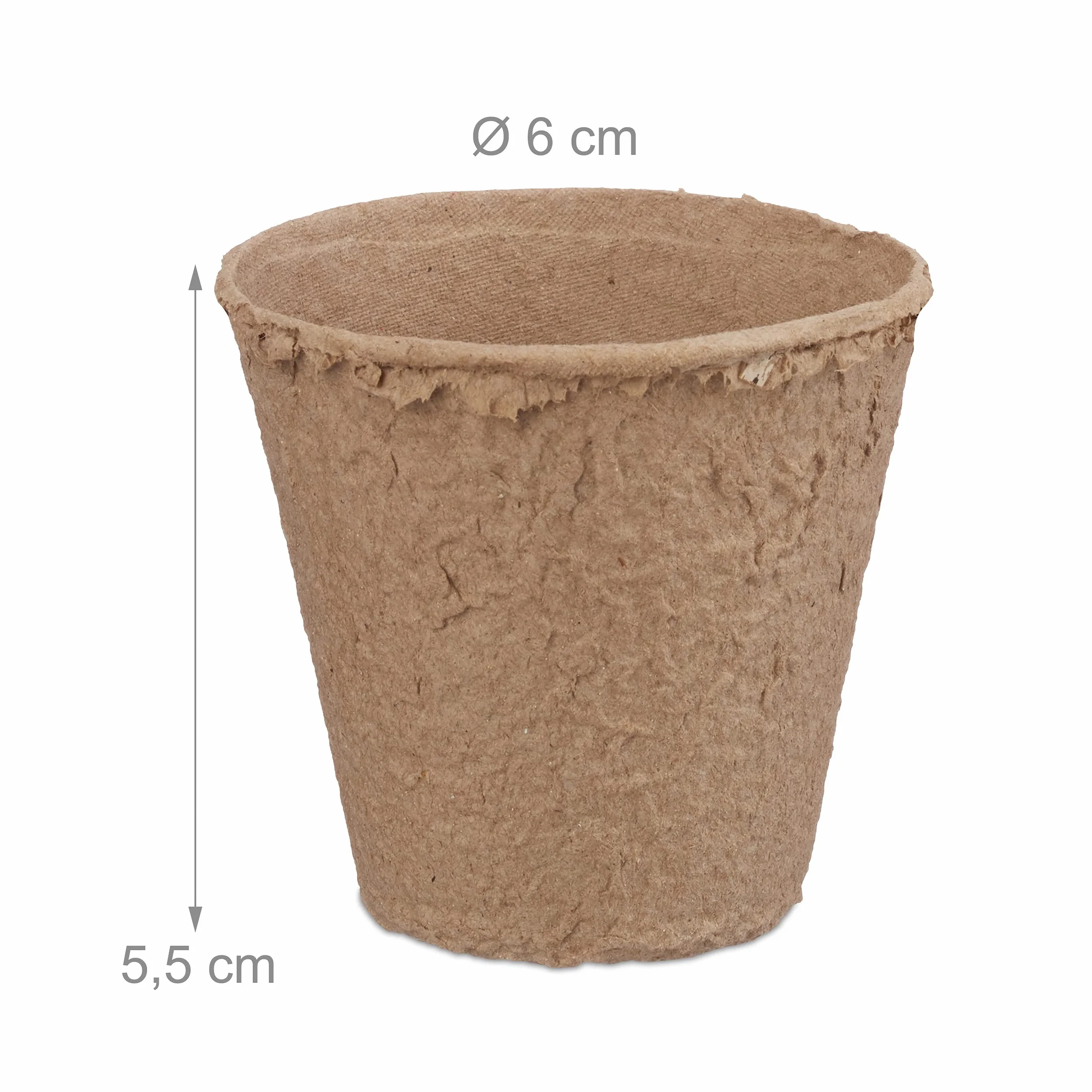 Relaxdays doniczki rozsadowe, papierowe, do rozsad, na sadzonki, biodegradowalne, ekologiczne, 80 szt., śr. 6 cm, beżowe
