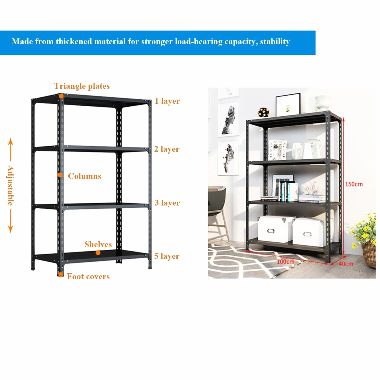 Gan Heavy Duty Home Master RackRegulowana półka do przechowywania do garażu pomieszczenia gospodarczego czarna idealna do organizowania narzędzi, sprzętu i artykułów gospodarstwa domowego