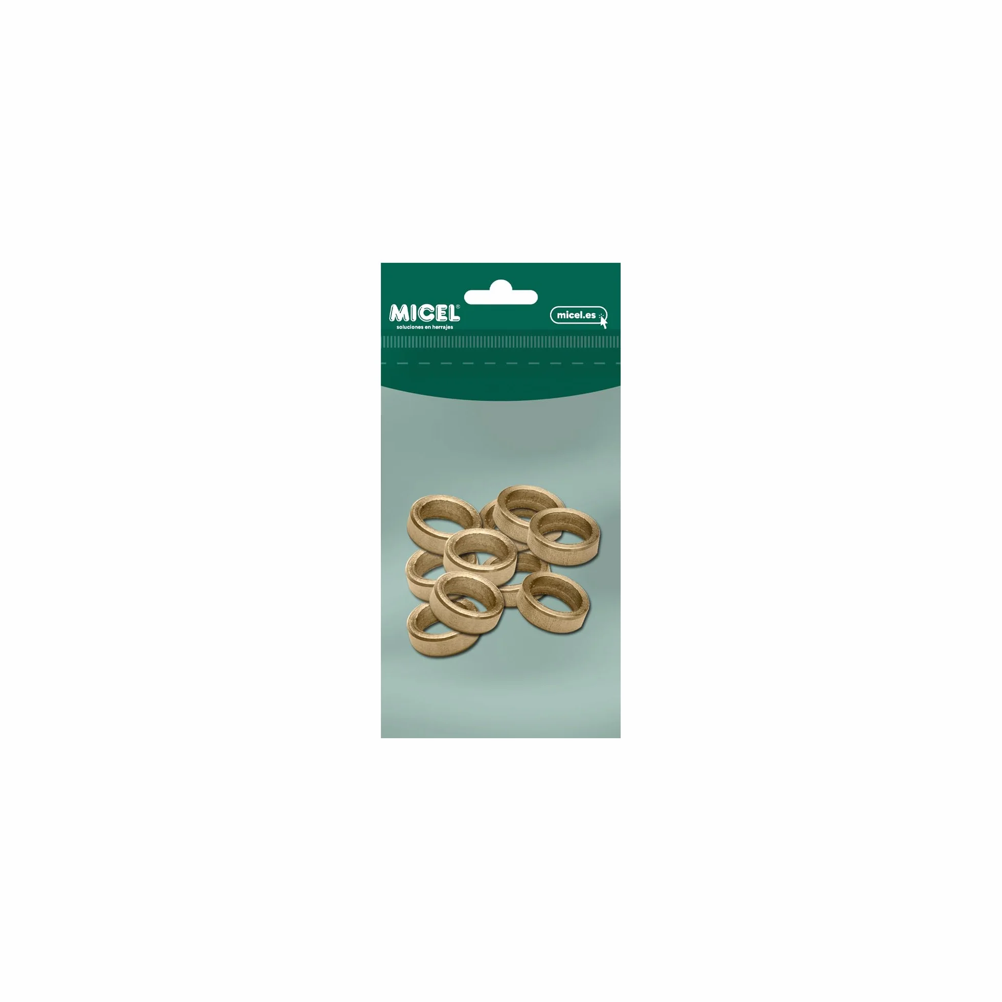 MICEL - 90721 - Owałki do drzwi stalowych, podkładka do zawiasów, wykończenie mosiężne, 10 sztuk, 10,5 x 10,5 x 3 mm
