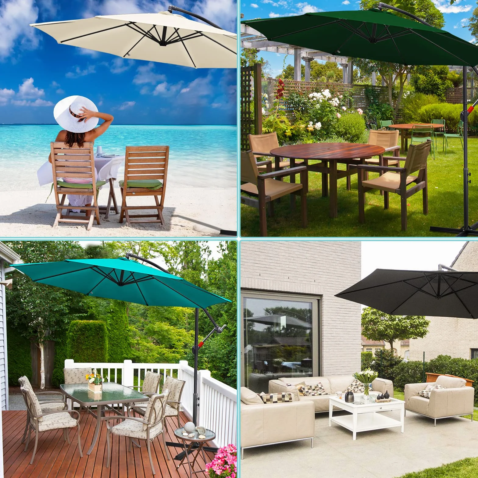 Fiqops Solarny parasol przeciwsłoneczny LED, Ø 350 cm, z korbą, aluminiowy parasol ze stojakiem, ochrona przed promieniowaniem UV, aluminium, na korbę, do ogrodu