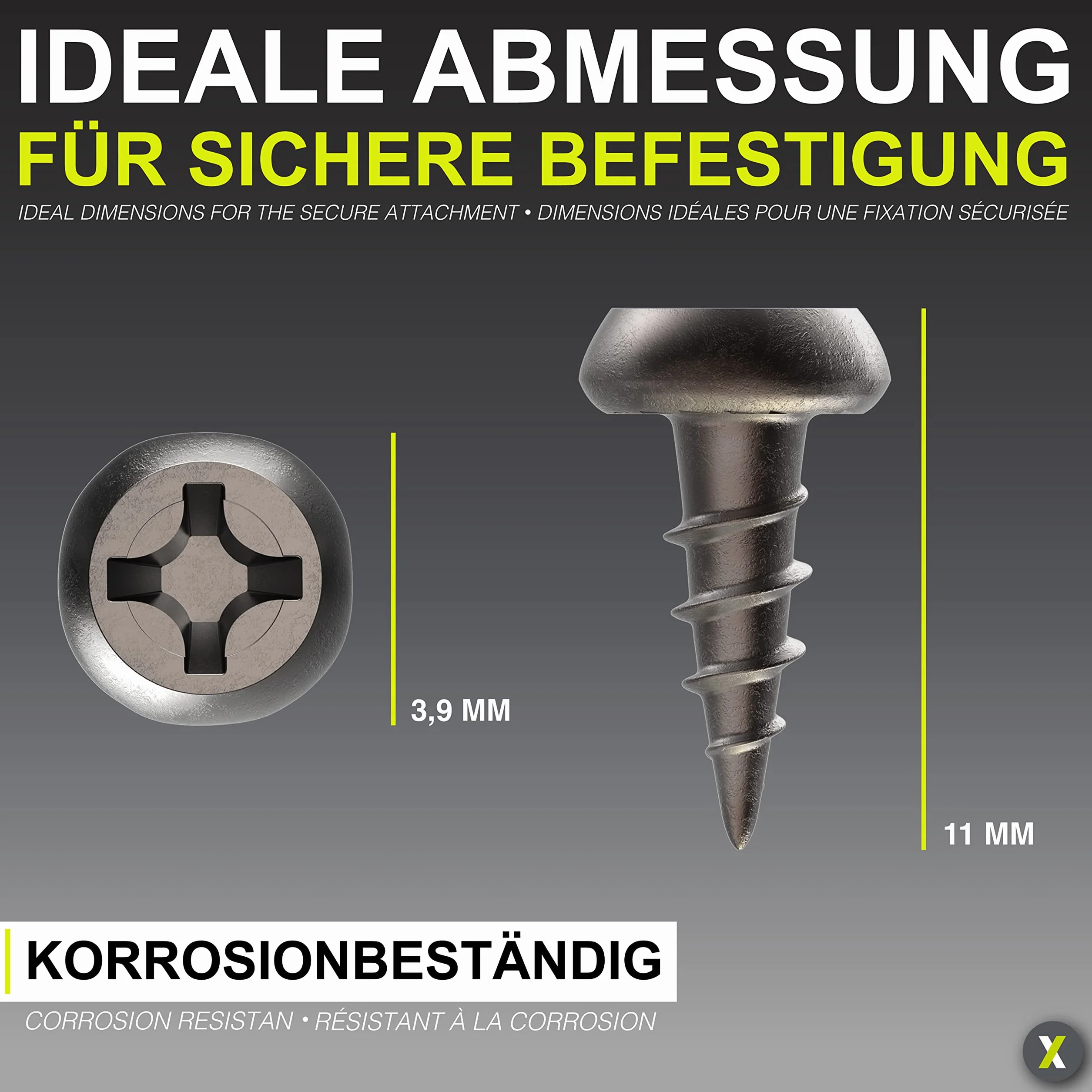 Śruby łączące profil premium, 3,9 x 11 mm, 500 sztuk, wkręty blaszane, czarne, śruby do suchej zabudowy, Made in Germany, z rowkiem krzyżowym