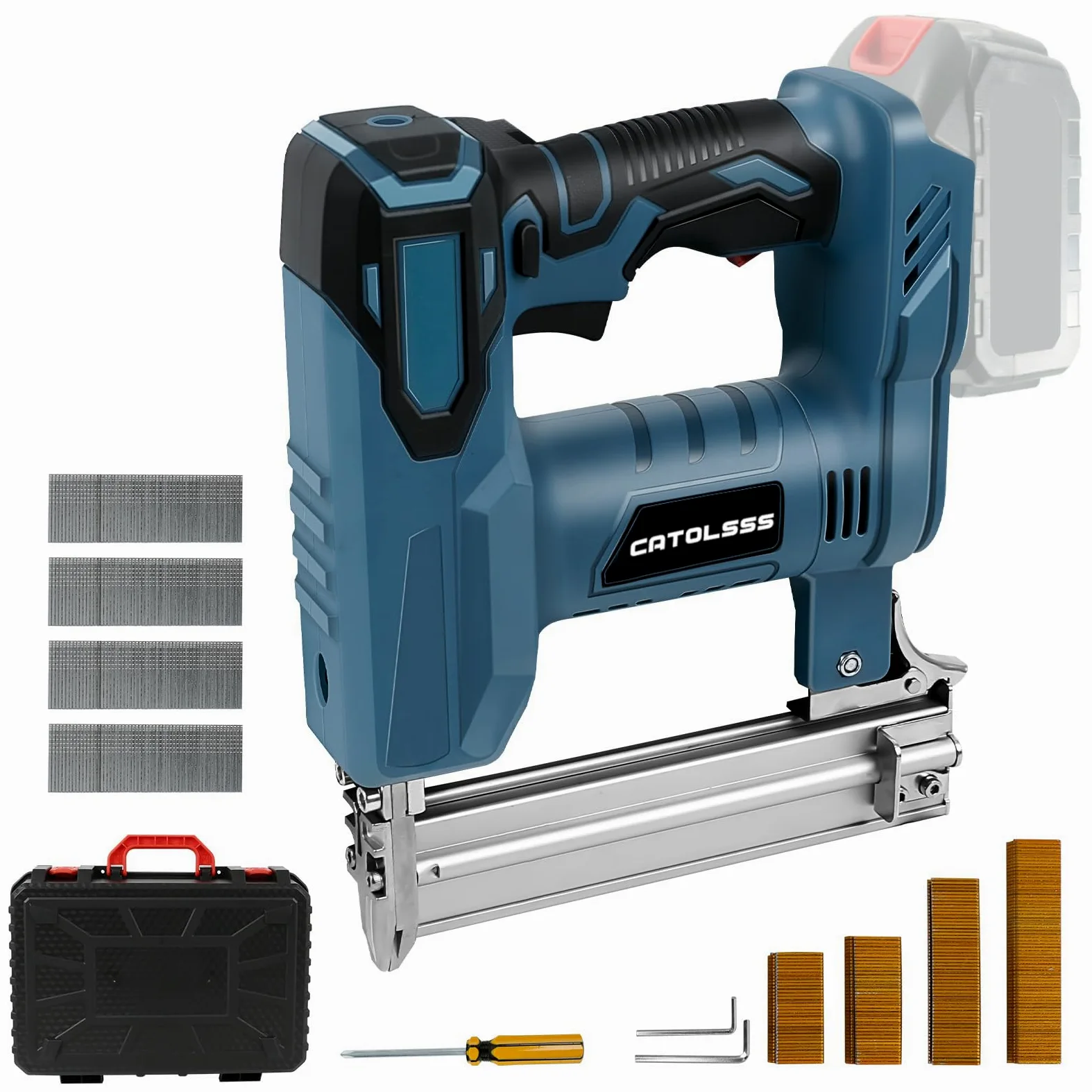 Akumulatorowy zszywacz do gwoździ, kompatybilny z Makita 18 V, 100 W, 2 tryby, 18 G 5/8 do 1-1/4", 1000 gwoździ/zszywek do tapicerki, projektów obróbki drewna (bez akumulatora)