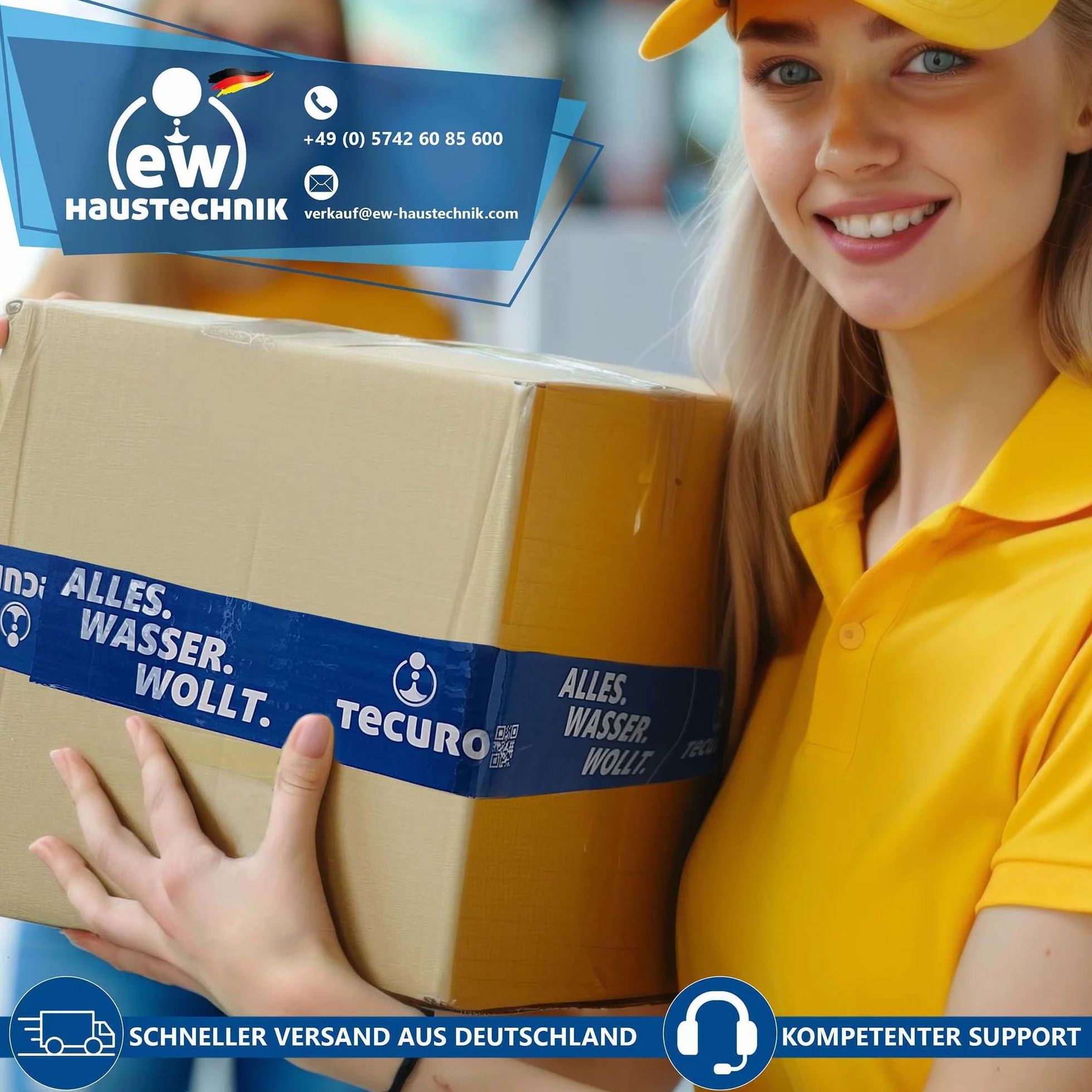 tecuro IBC Adapter zaślepka przyłączeniowa z gwintem zgrubnym S60 x 6 i gwintem wewnętrznym 3/4 cala, HDPE