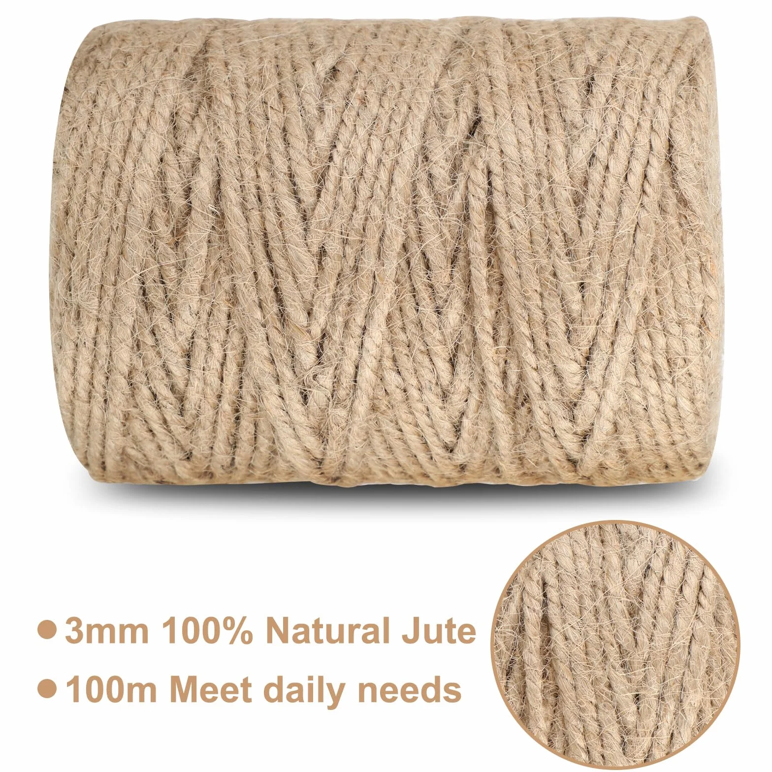 Sznurek jutowy 4 mm 60 m rolka naturalny do ogrodu i rzemiosła