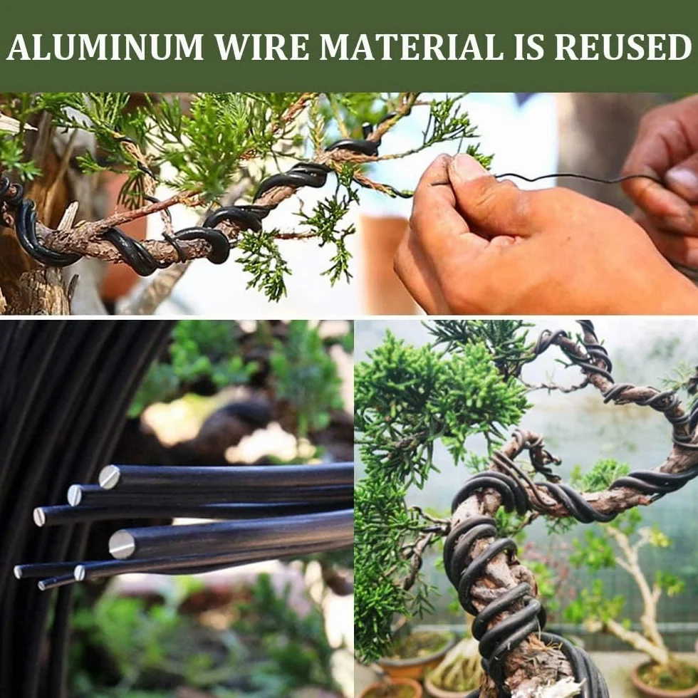 Tlilyy Zestaw drutów bonsai – 9 rolek anodyzowanych aluminiowych drutów treningowych w 3 rozmiarach do formowania drzew bonsai wewnątrz -