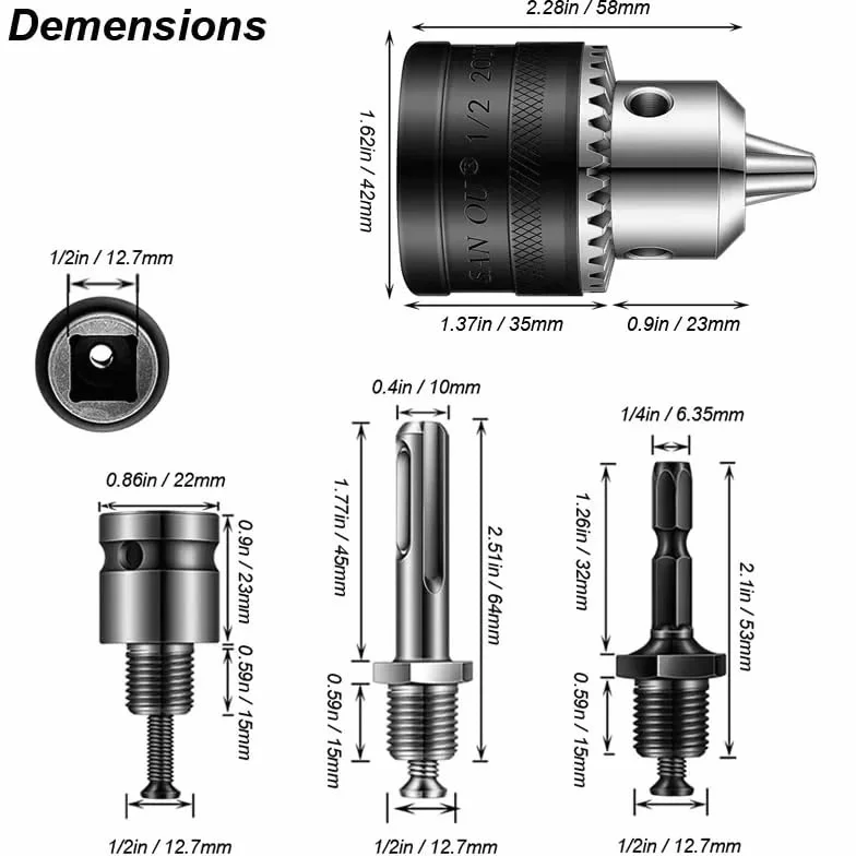 Adapter do szybkiej wymiany uchwytu wiertarskiego 1,5-13 mm do wkrętarki udarowej 1/4" - urządzenie 3-szczękowe, narzędzie do konwersji bezkluczykowej 1 szt.(Chuck Sds Adapter)