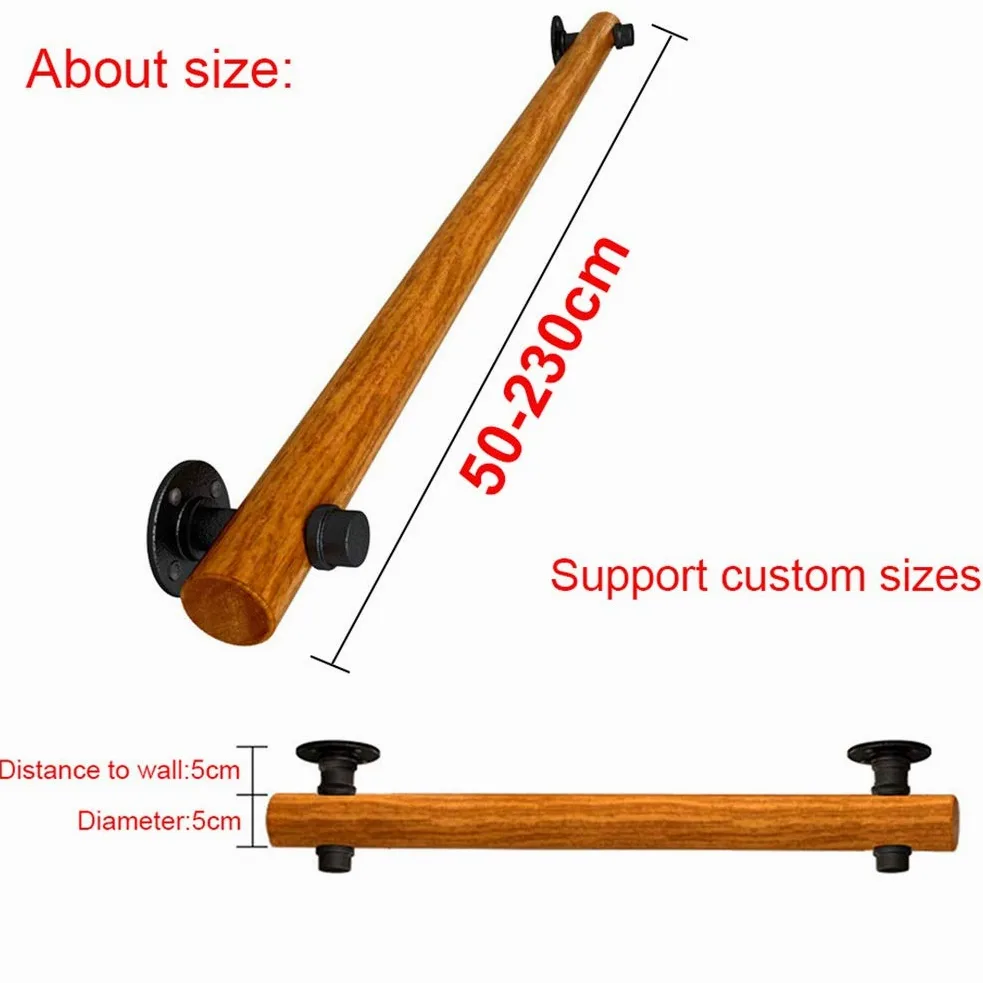 Fushou 50-230 cm, d poręcz na schody, sosna zestaw poręczy schodów. Gruby antypoślizgowy wewnątrz na ścianie starego mężczyzny zabezpieczenie przed dziećmi pręt Wuzming (rozmiar: 130 cm)