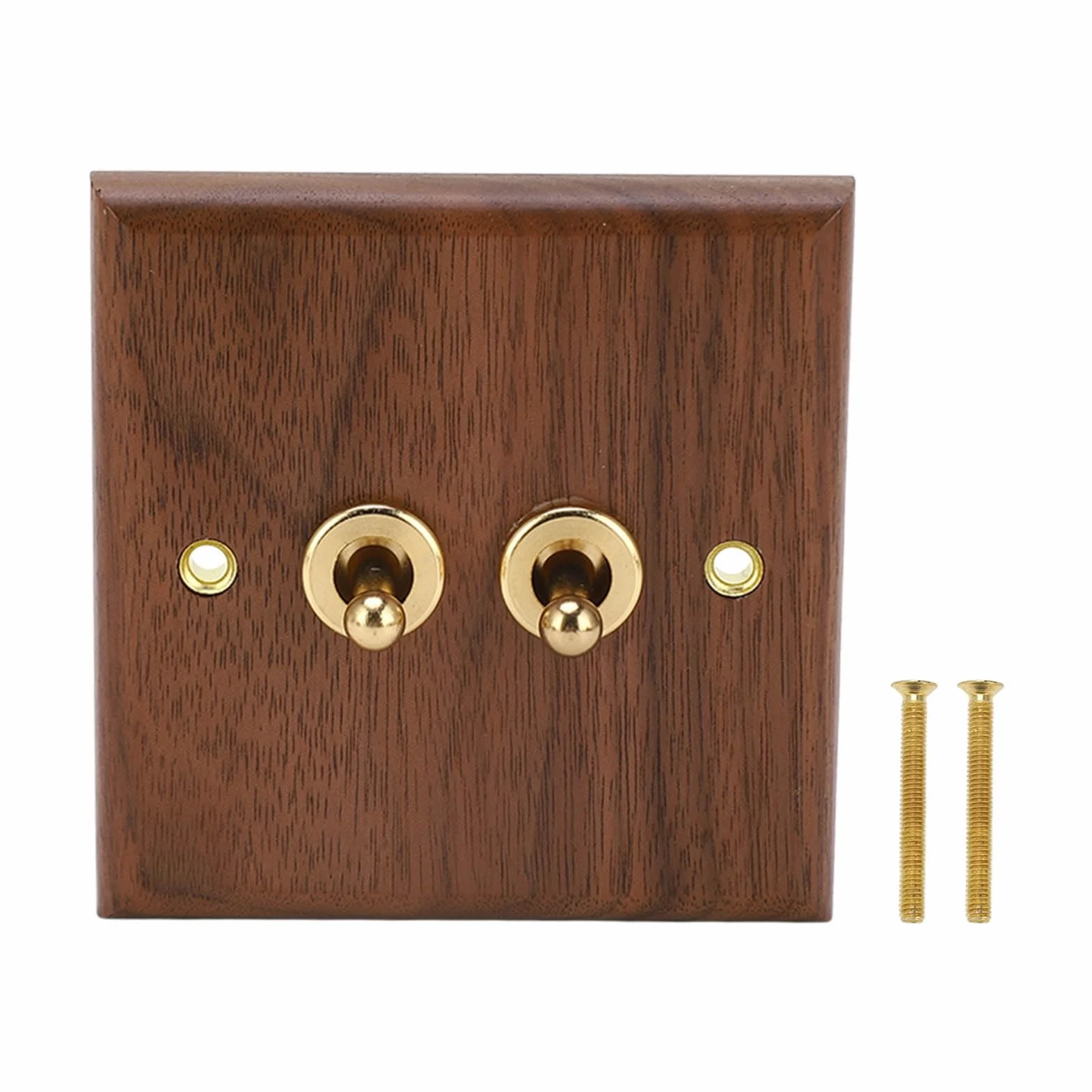Podwójny Przełącznik Dwupozycyjny ściemniacz światła Retro Orzech Drewno do Montażu na ścianie Panel Narzędzia do Naprawy z Mosiężna śruba do Lamp Podłogowych Torchiere