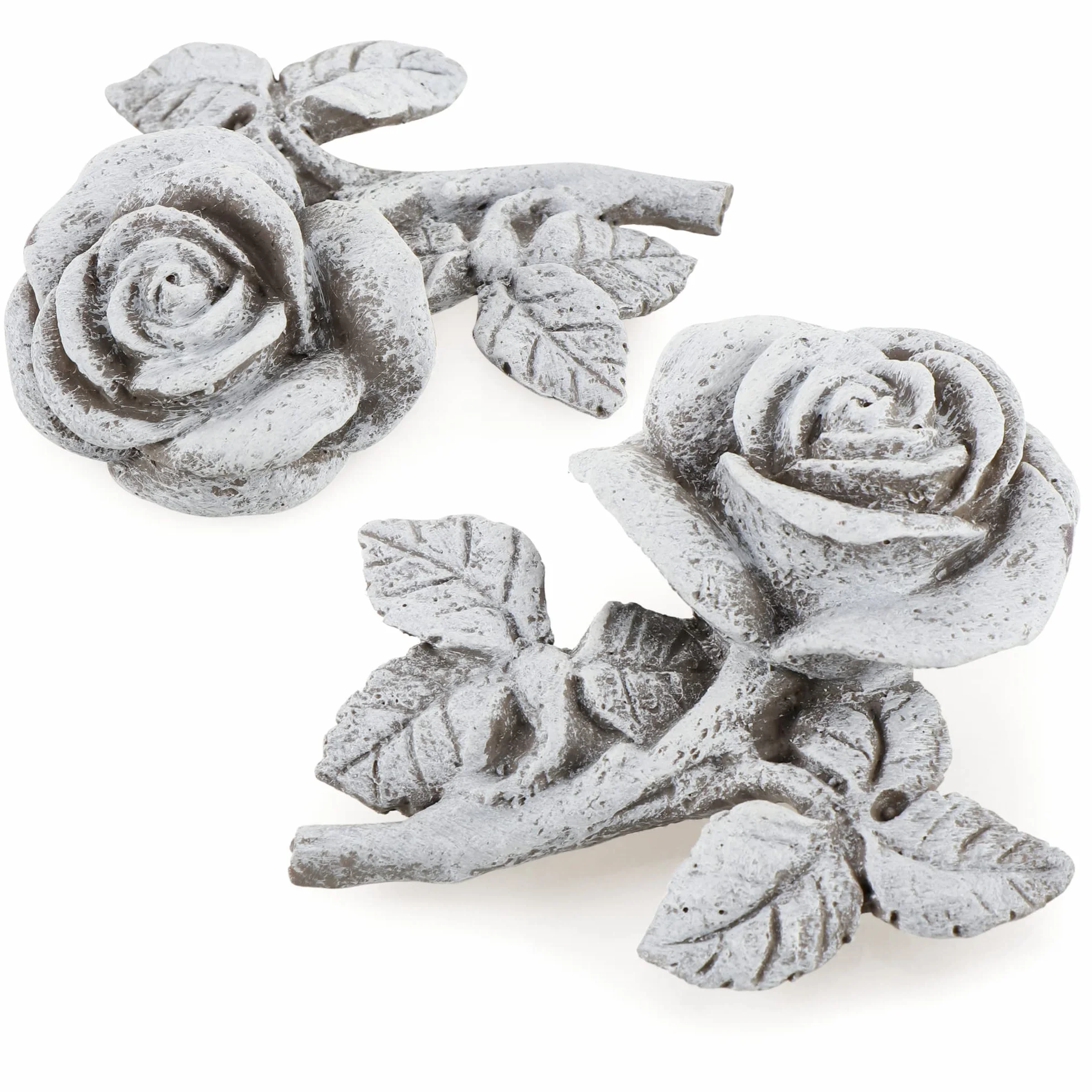 com-four® 2x dekoracja nagrobna róza - kamien pamieci nadziei i czystosci - odporny na warunki pogodowe ornament cmentarny - ozdoba ogrodowa w wygladzie kamienia (2 sztuki - róza)