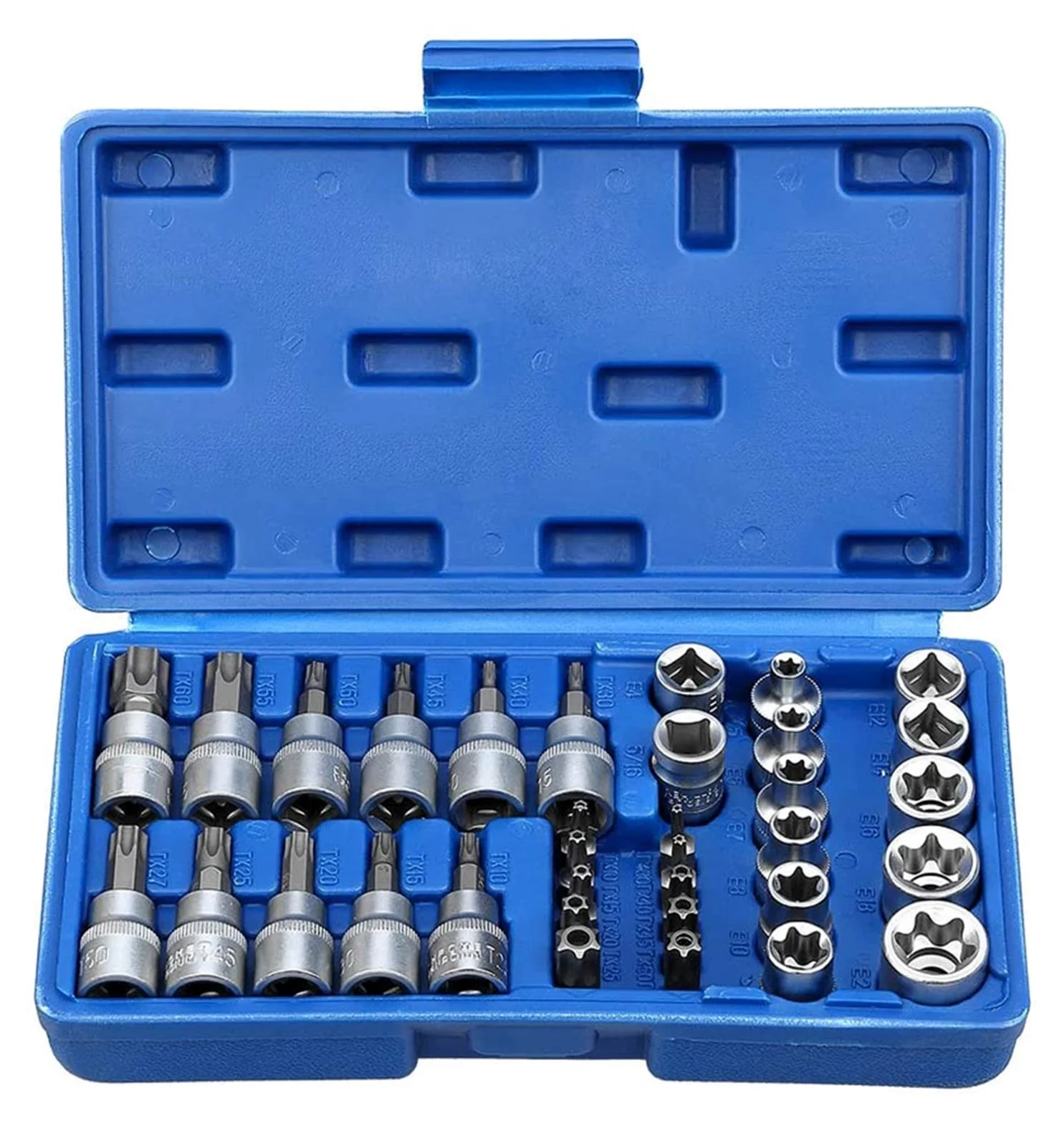 yaoqijie Gniazdo Torx Star Set & Bit Male Kobieta E Gniazda z Torx Narzędzie Ki, zewnętrzny moment obrotowy Gniazdo Ustaw narzędzie do naprawy silnika lasting (Color : 29PCS)