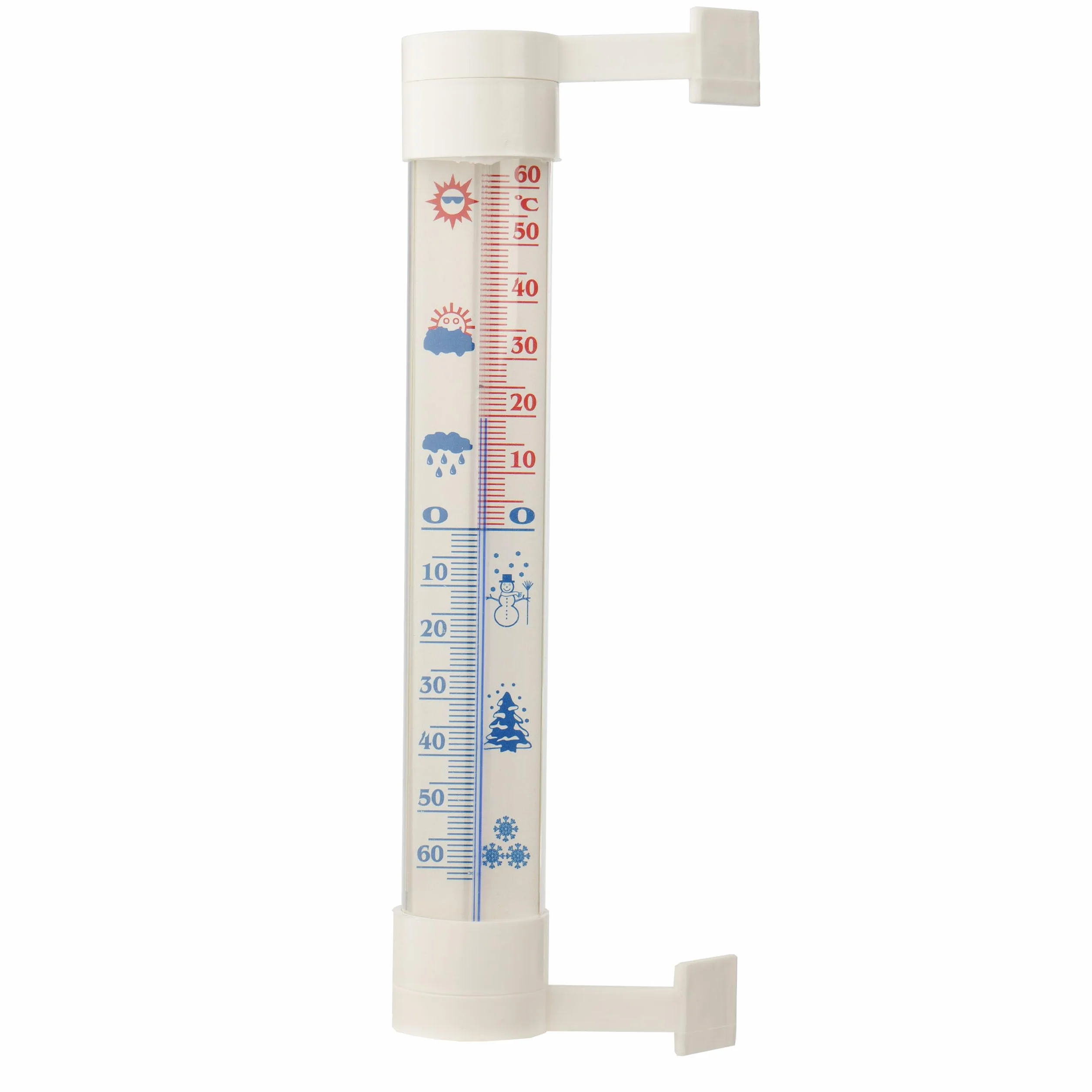 Termometr Zewnętrzny Wewnętrzny Czytelny Termometr Zaokienny za Okno - 50 ... +50 °C, Balkonowy Ogrodowy Duży 26 cm Tworzywo Sztuczne Biały