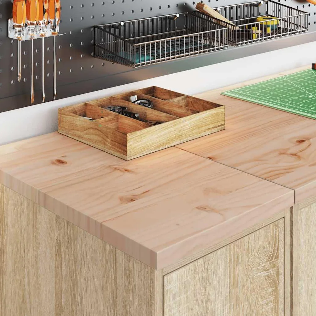 Garażowa szafka do przechowywania, dąb Sonoma, z blatem roboczym z litego drewna sosnowego, 2 półki, obciążenie 60 kg, do warsztatu, magazynu, biura i dla majsterkowiczów