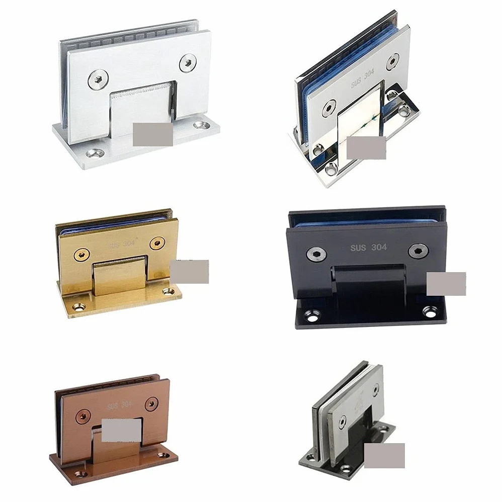 2 szt. Zawiasy do szklanych drzwi bezramowych 90 stopni ze stali nierdzewnej(Brushed Steel)