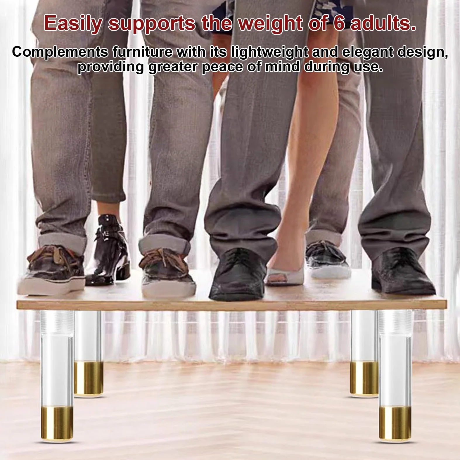 Nogi meblowe akrylowe ze złotymi nakładkami | Wiele wysokości 8-40 cm dla kanapy, sofy, krzesła i stołu: Nogi akrylowe ze złotymi nakładkami(15cm/5.9in)