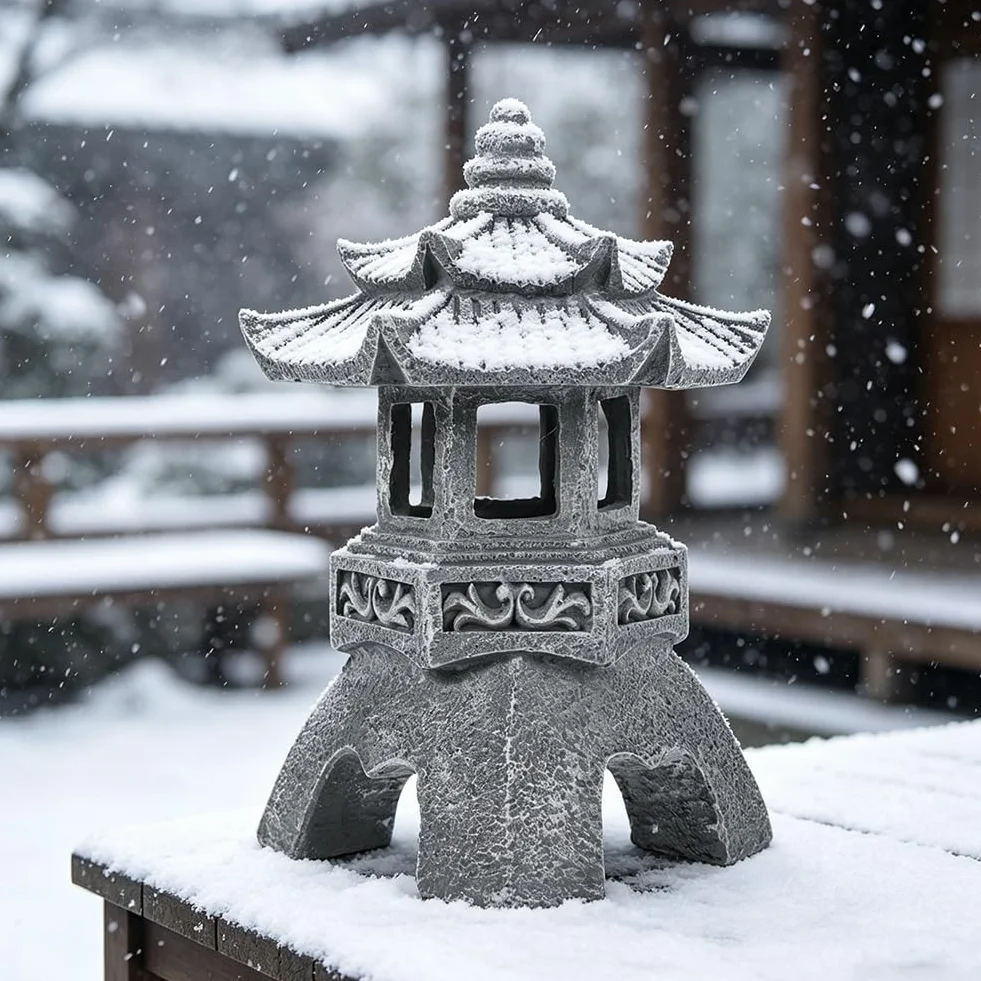Pagoda japońska solarna latarnia ogrodowa dekoracja 26 x 17 cm