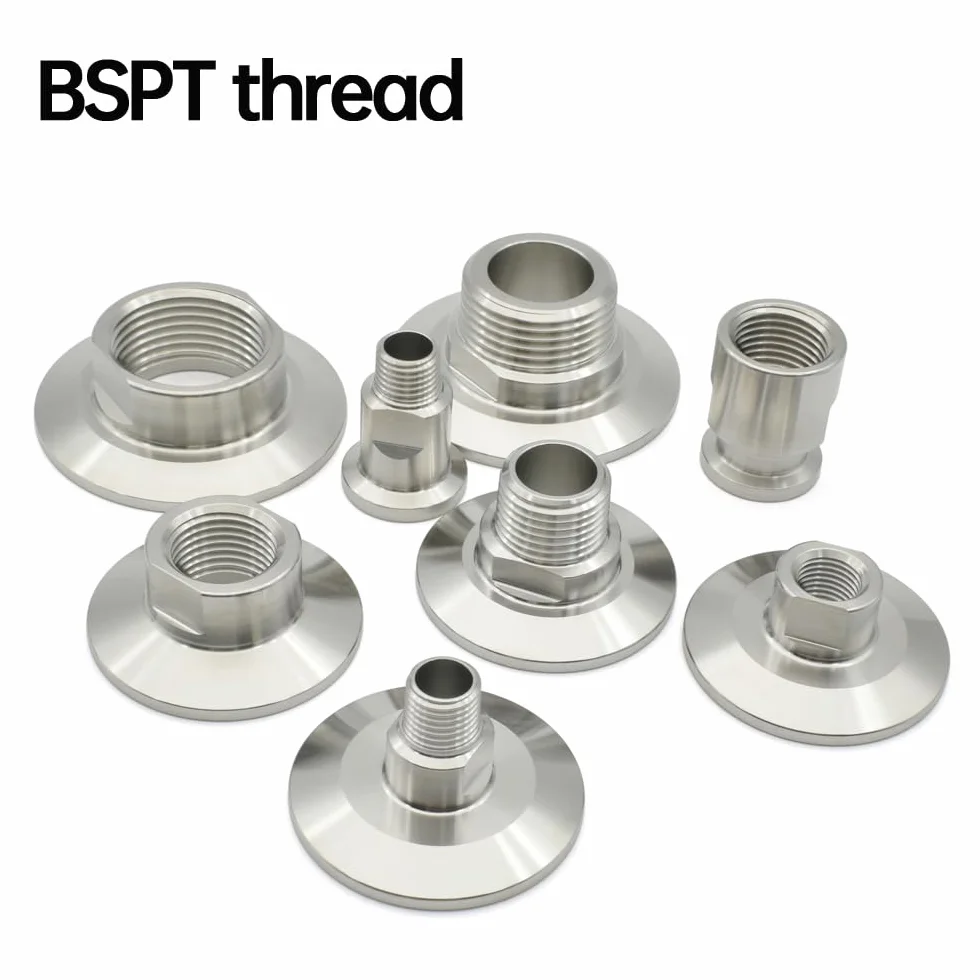 Adapter prosty z gwintem męskim i potrójnym zaciskiem ze stali nierdzewnej(1inchx64mm)