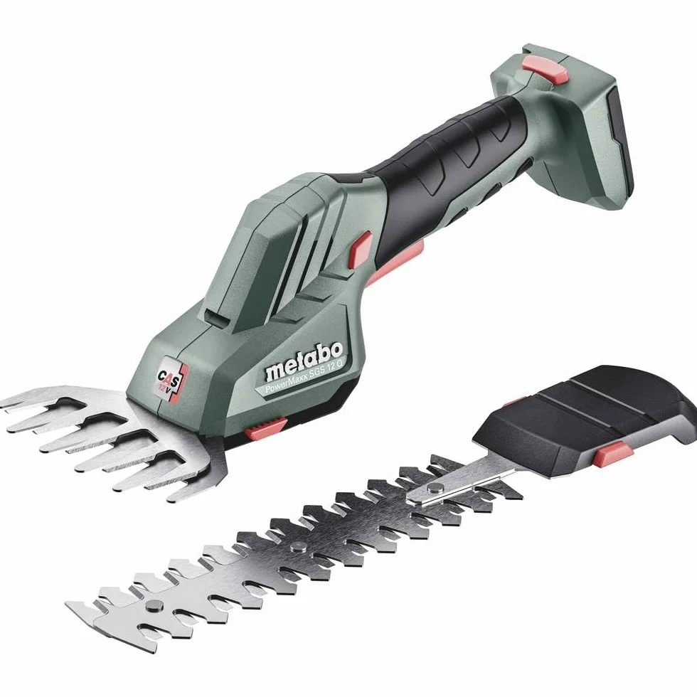 Metabo Akumulatorowe nożyce do krzewów i trawy PowerMaxx SGS 12Q (601608850) 12 V, beznarzędziowa szybka wymiana, precyzyjne cięcie krzewów + czyste krawędzie trawnika, bez akumulatora