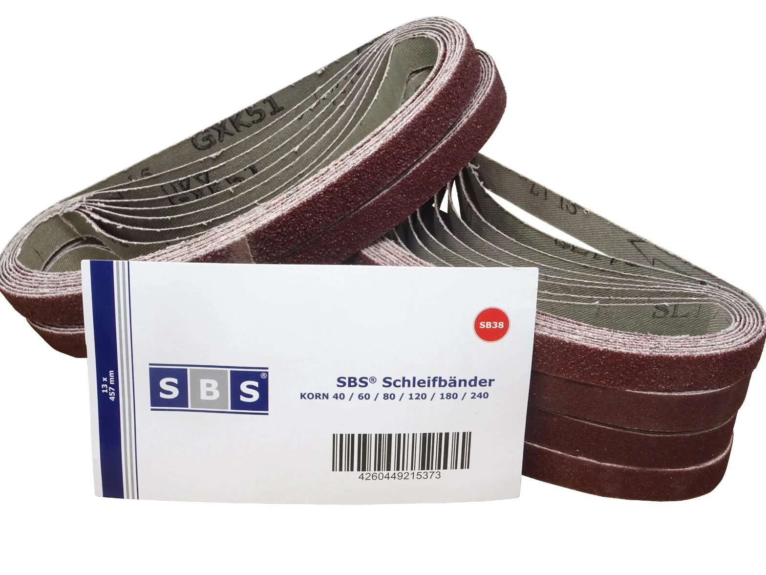 SBS Taśmy szlifierskie | 13 x 457 mm | 96 sztuk | Mix Pack - 16 szt. na każdy ziarno 40/60/80/120/240