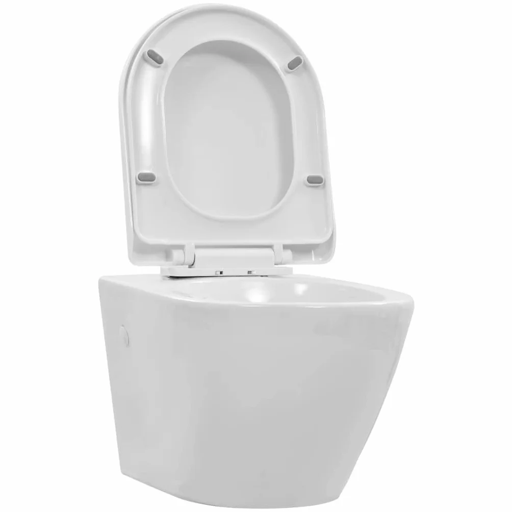 vidaXL Wisząca toaleta bez kołnierza, ceramiczna, biała