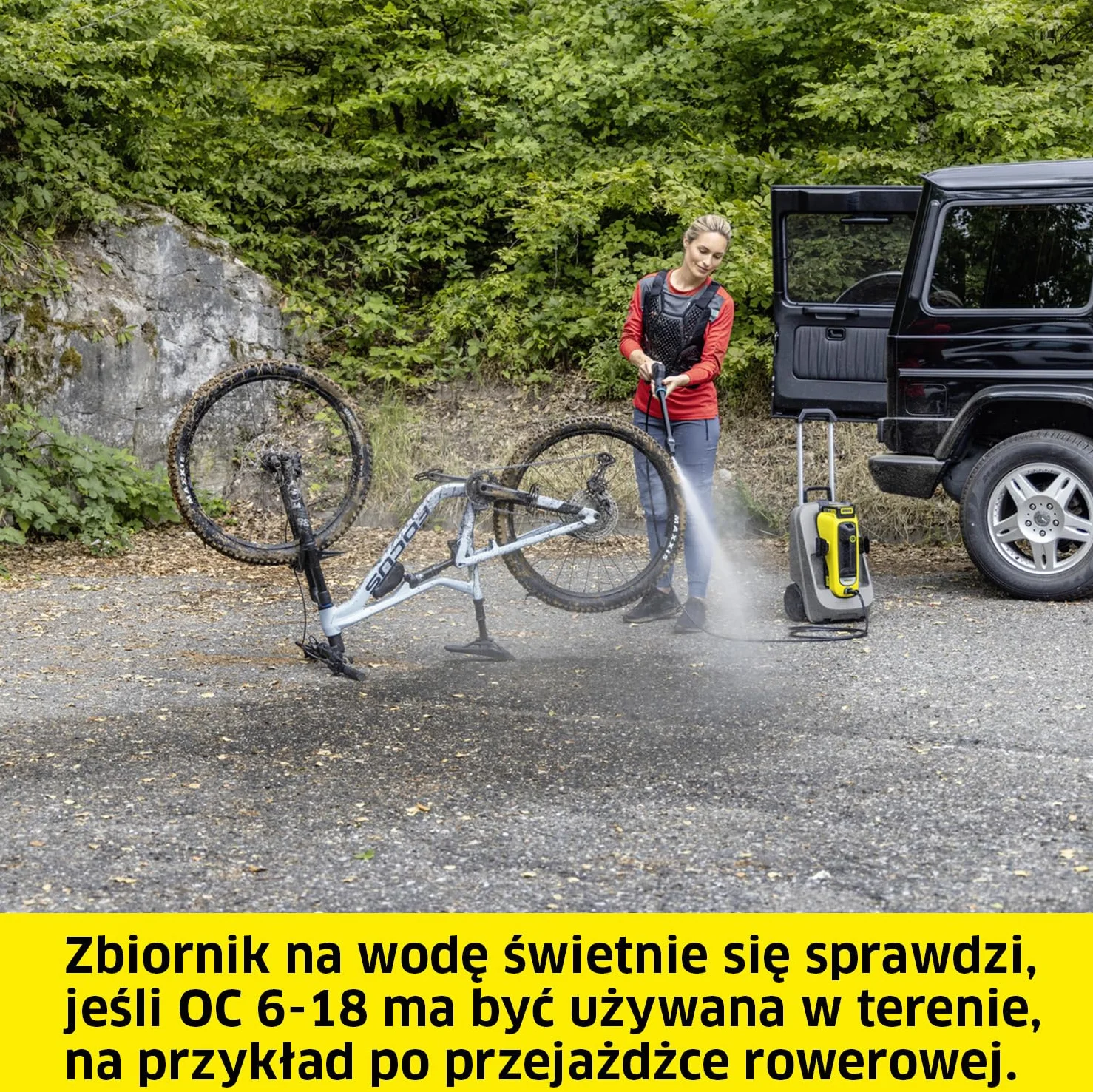 Kärcher zbiornik na wodę WT 12 l, duże koła i aluminiowy teleskopowy uchwyt, szczelna konstrukcja, oryginalny dodatek do myjki terenowej Kärcher OC 6-18