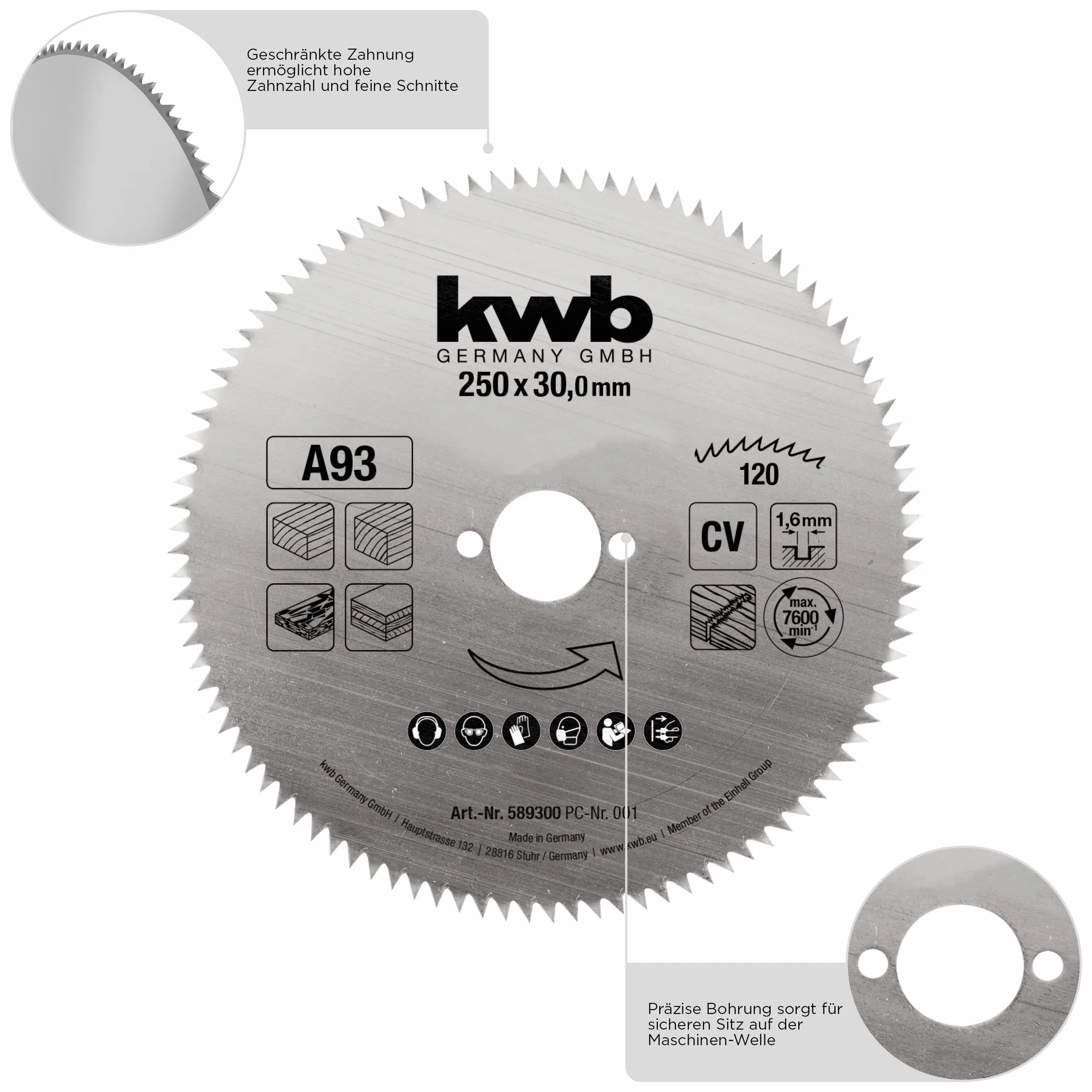 kwb Brzeszczot do piły tarczowej 150 x 16 mm, Made in Germany, bardzo drobne cięcia, brzeszczot nadaje się do paneli drewnianych, profilowanego drewna i miękkiego drewna