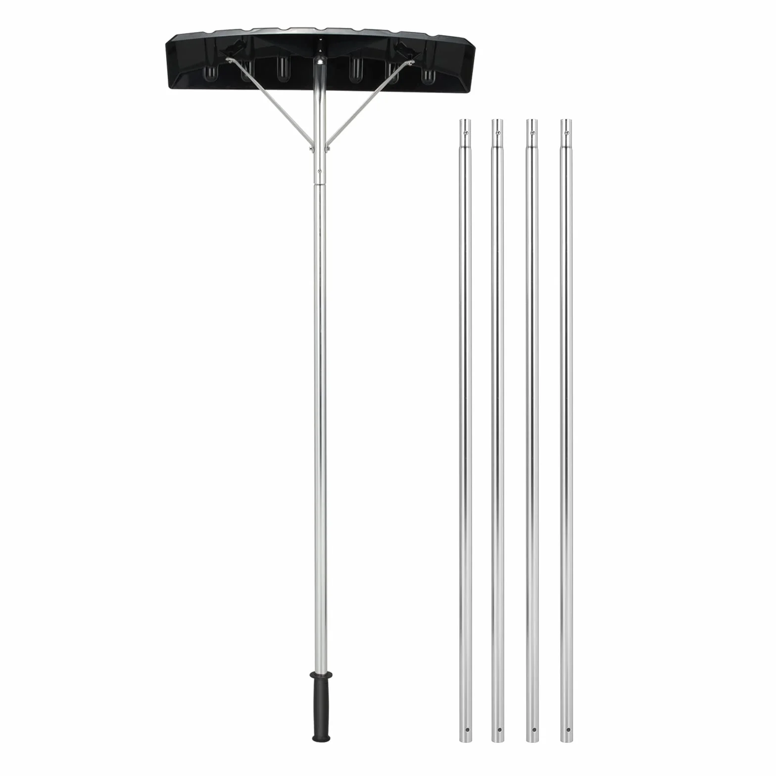 COSTWAY szufla do śniegu na dach, zakres regulacji 148-608 cm, odśnieżarka aluminiowa, szufla dachowa z antypoślizgowym uchwytem i plastikowym ostrzem, szufla do śniegu, odśnieżarka dachowa do