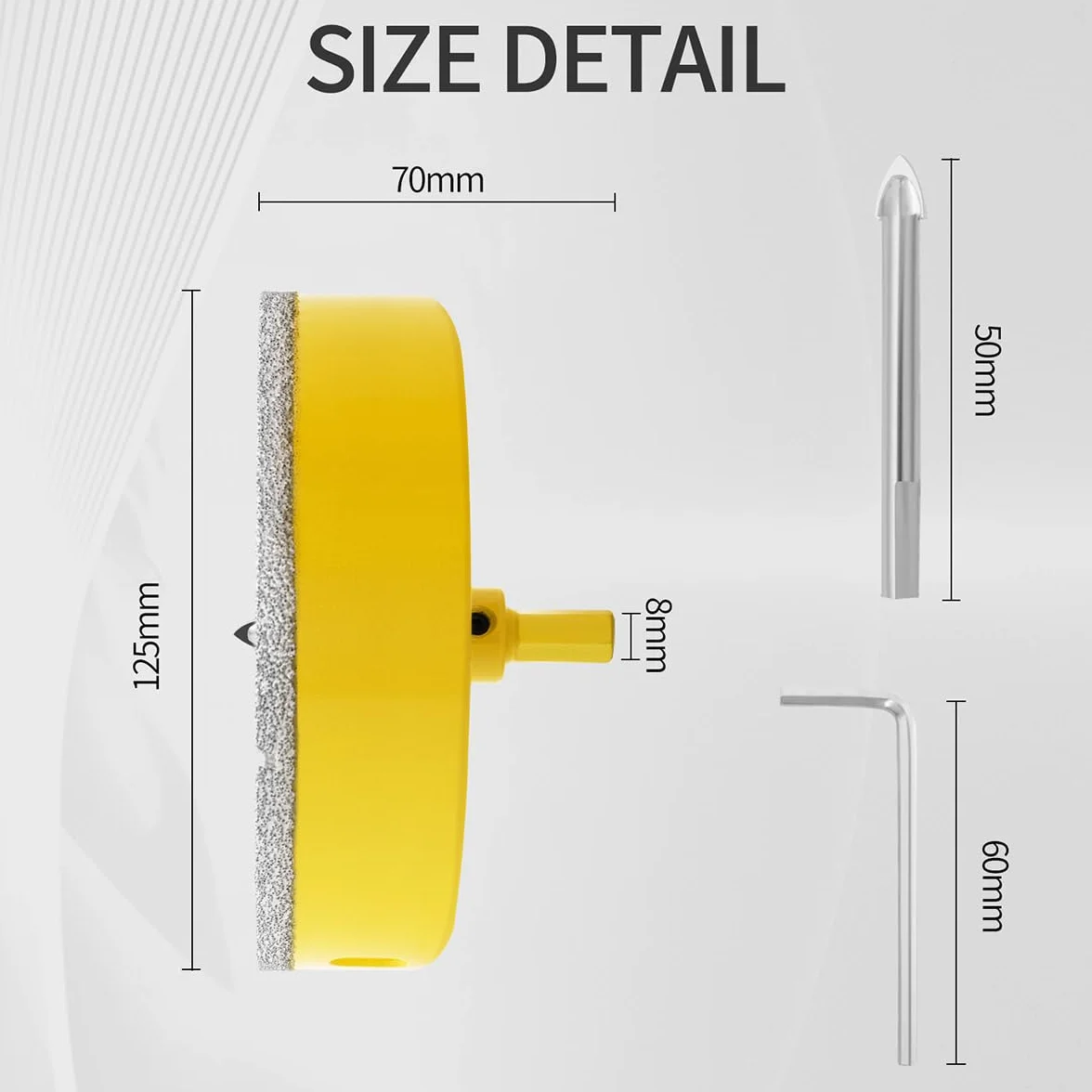 Piła diamentowa 125 mm z wiertłem prowadzącym, profesjonalne wiertło diamentowe do płytek, porcelany, szkła, marmuru i ceramiki
