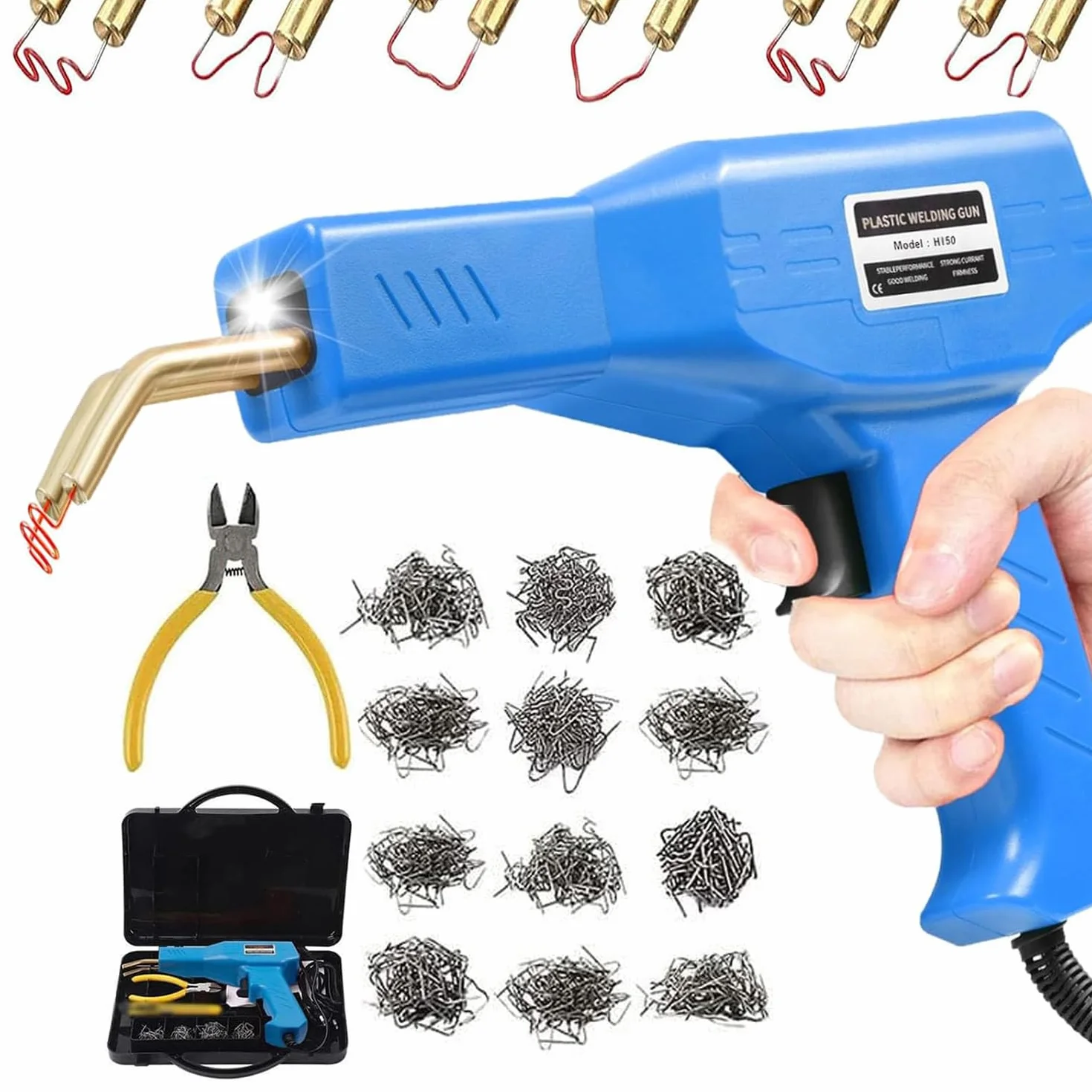 Maszyna do spawania tworzyw sztucznych 150 W, naprawa pistoletu spawalniczego z 800 szt. zszywaczem na gorąco, zestaw naprawczy zderzaka samochodowego, spawanie tworzyw sztucznych narzędzie do naprawy