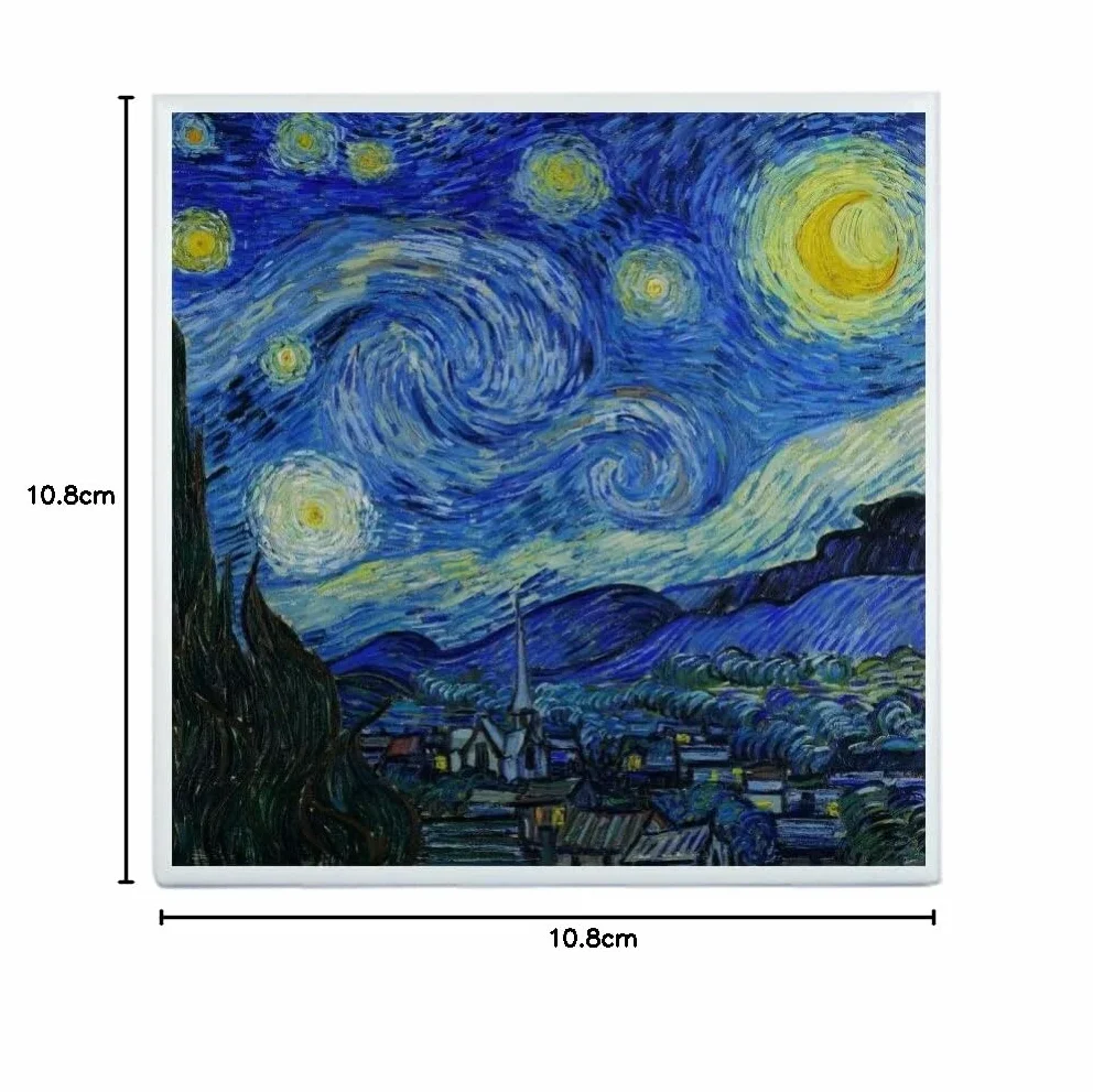 Fabulous Dekoracyjne płytki ceramiczne 10,8 x 10,8 cm - Vincent van Gogh Gwiaździsta noc Malarstwo Sztuka