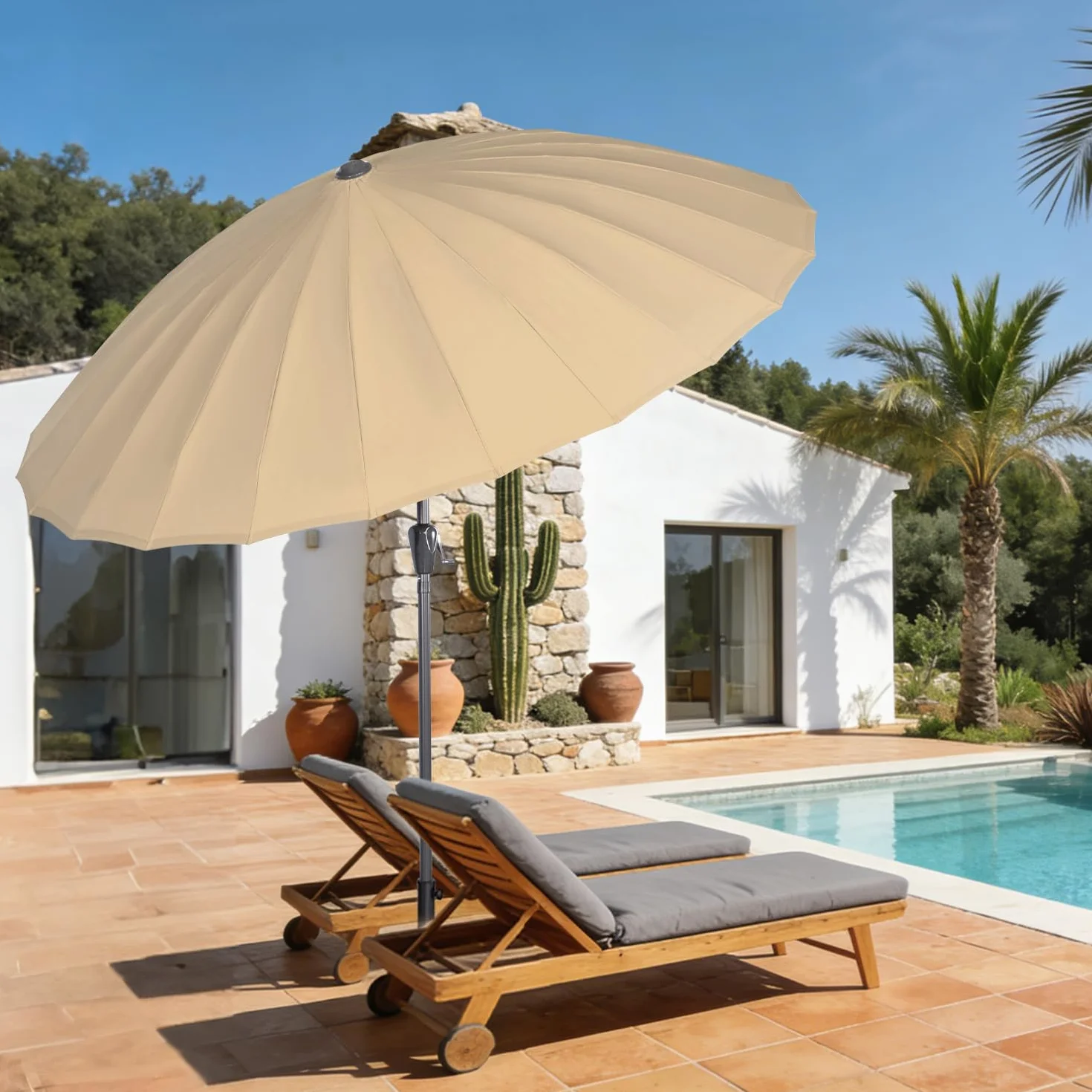 Angel Living 250 cm okrągły parasol ogrodowy aluminiowy z mechanizmem przechylania korby