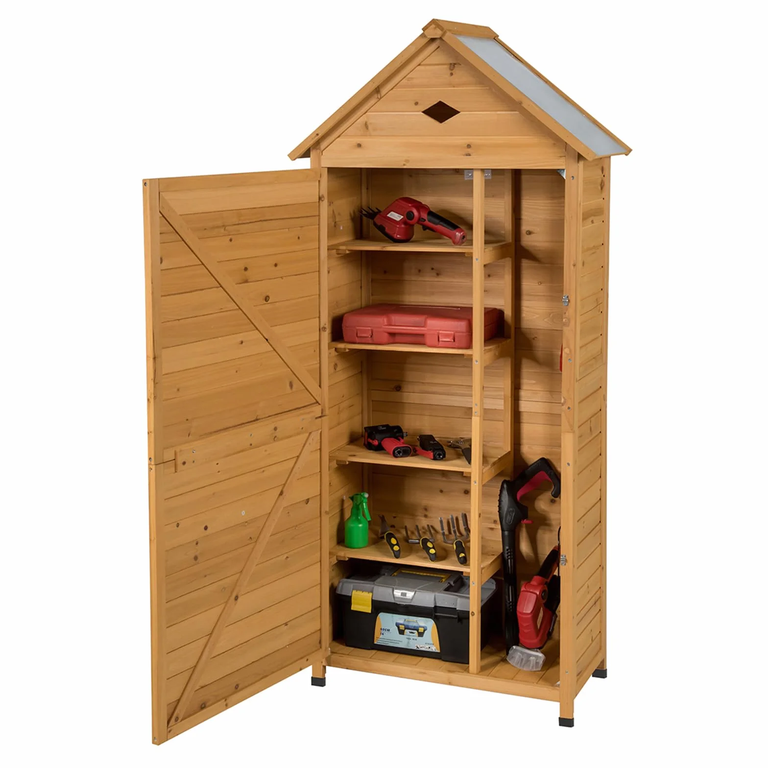 COSTWAY Szafka ogrodowa z drewna odporna na warunki atmosferyczne z 4 półkami 80 x 45 x 177 cm