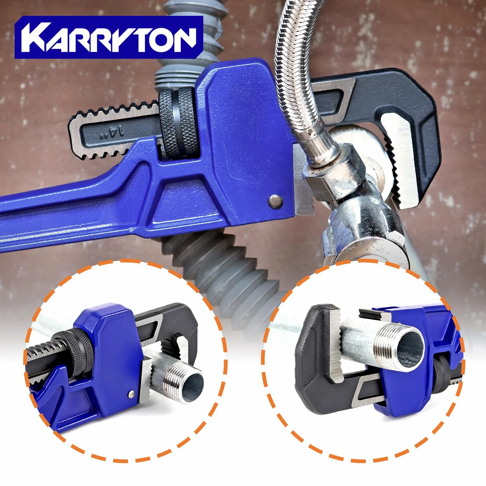 Zestaw kluczy do rur 20 cm 25 cm 35 cm 45 cm (4 sztuki), regulowana szczęka ze stali węglowej z żeliwną prostą rączką klucz hydrauliczny, idealne narzędzie hydrauliczne o dużej wytrzymałości