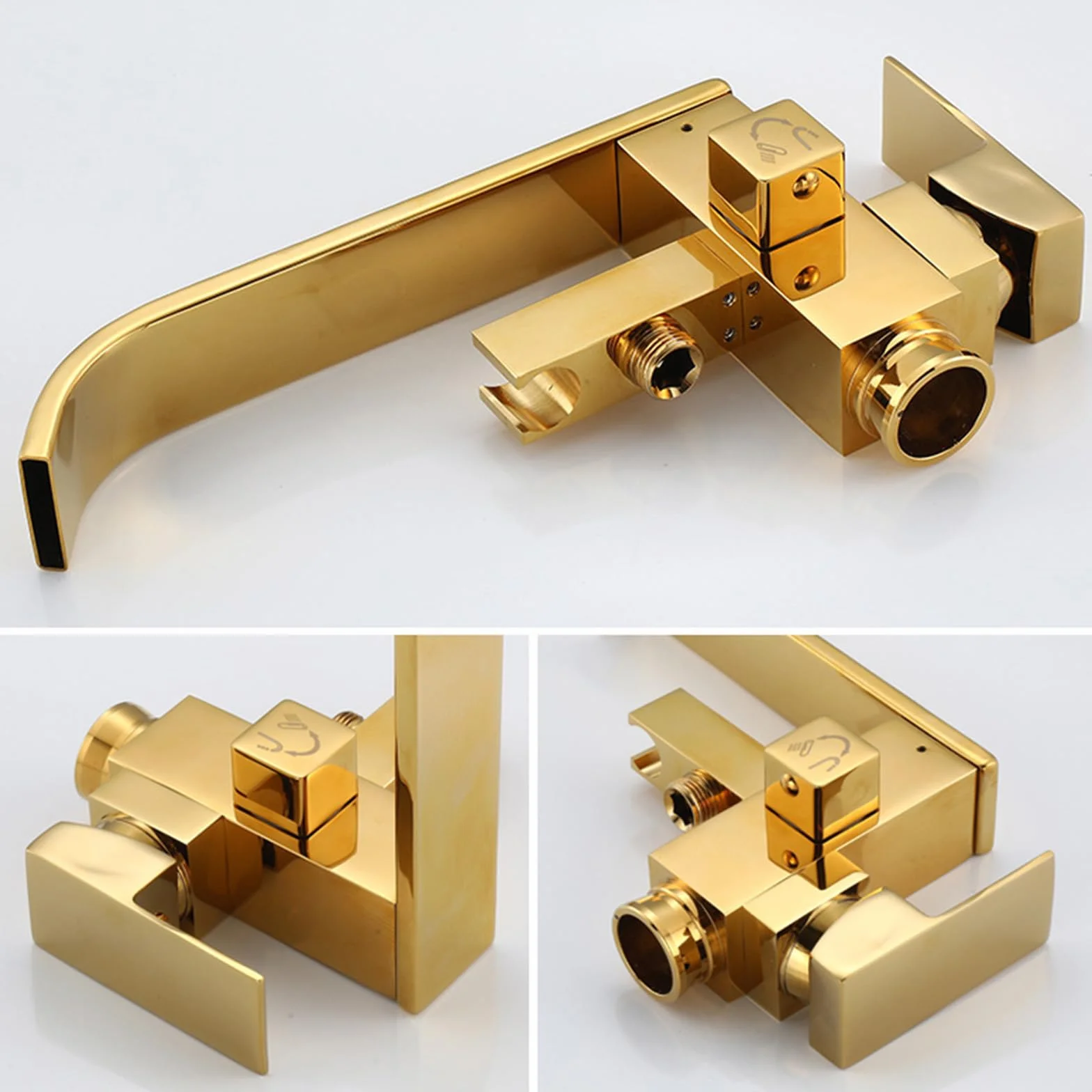 Bateria wannowo-prysznicowa Rose Gold wolnostojąca bateria wannowa z prysznicem Obrotowa bateria 360° Bateria wannowo-prysznicowa Zawór przełączający