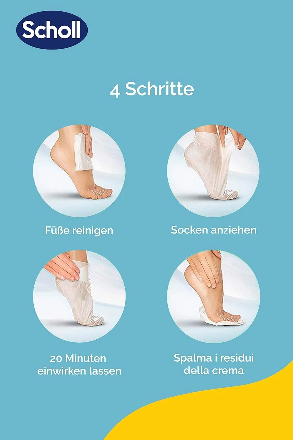 Scholl EC intensywnie pielęgnująca maska do stóp LimetteundUrea Bundle – nawilżająca pielęgnacja – 6 x 1 para jednorazowych skarpet.