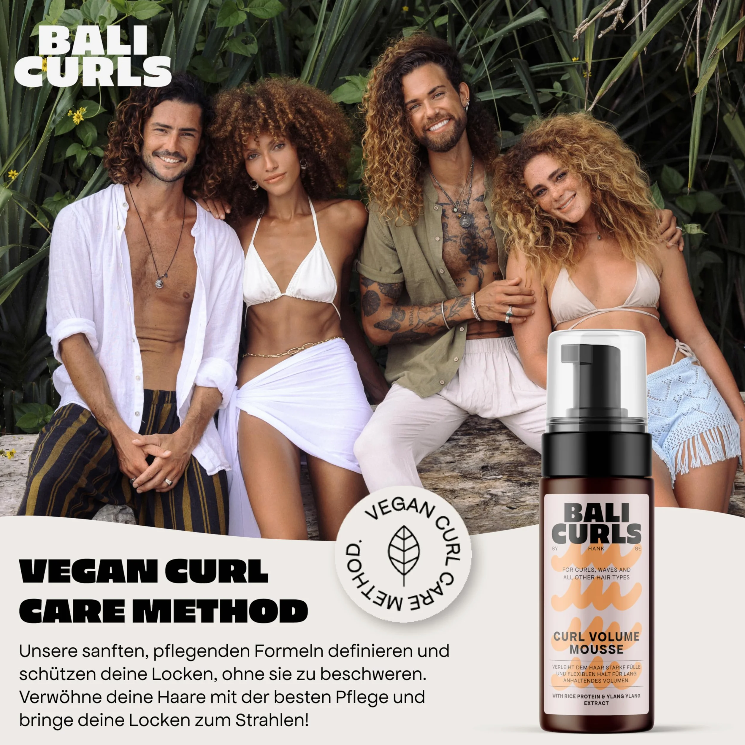 Bali Curls Curl Volume Foam – lekka pianka do stylizacji loków – przewiewna pianka do włosów o dużej objętości – pianka do włosów zapewnia dodatkową przyczepność i gładkie rezultaty stylizacji – 150