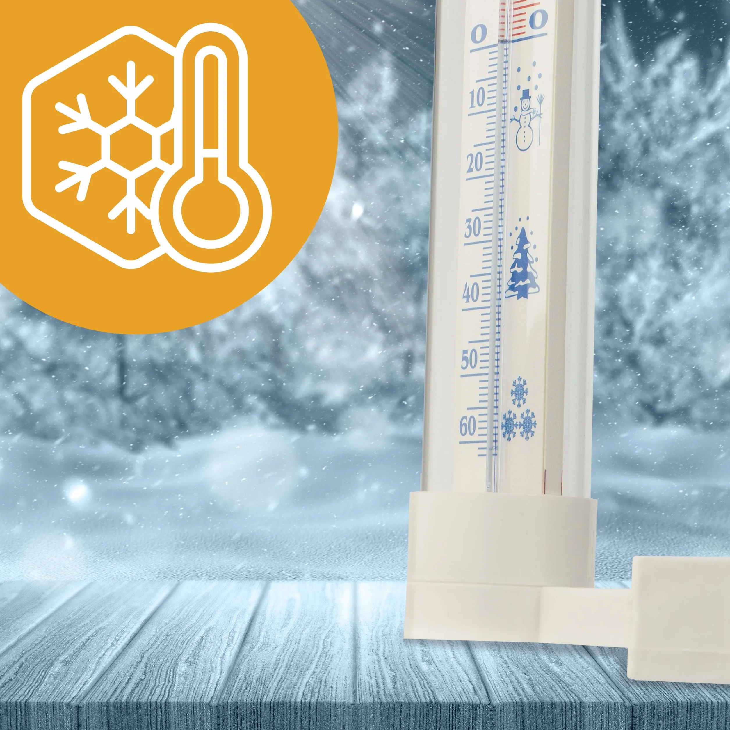 Termometr Zewnętrzny Wewnętrzny Czytelny Termometr Zaokienny za Okno - 50 ... +50 °C, Balkonowy Ogrodowy Duży 26 cm Tworzywo Sztuczne Biały