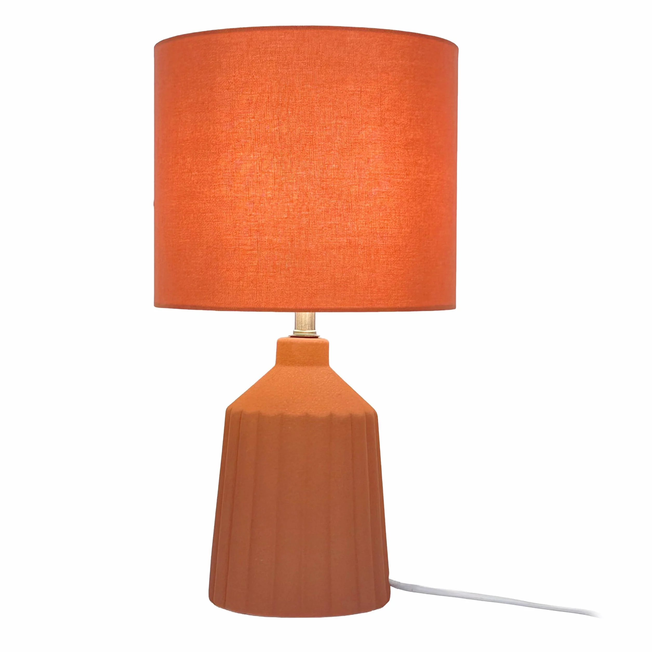 Relaxdays Lampa stołowa, wzorzysta podstawa ceramiczna, abażur z materiału, E27, wys. x śr.: 42 x 23 cm, lampka nocna z kablem, terakota