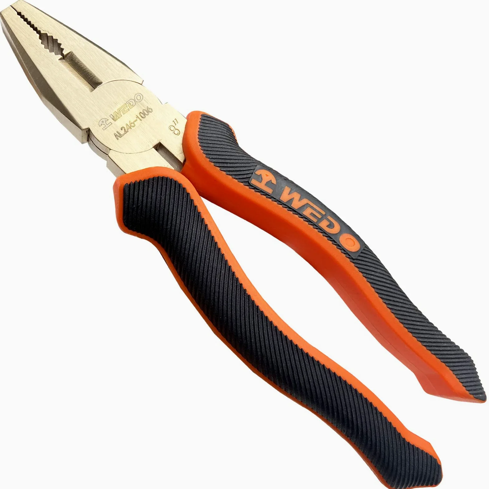 WEDO Nieiskrzące szczypce liniowe 17,8 cm, beziskrzące szczypce do cięcia bocznego, szczypce kombinowane, ściągacze drutu, zaciskarka, standard DIN, certyfikat BAM i FM, brąz aluminiowy