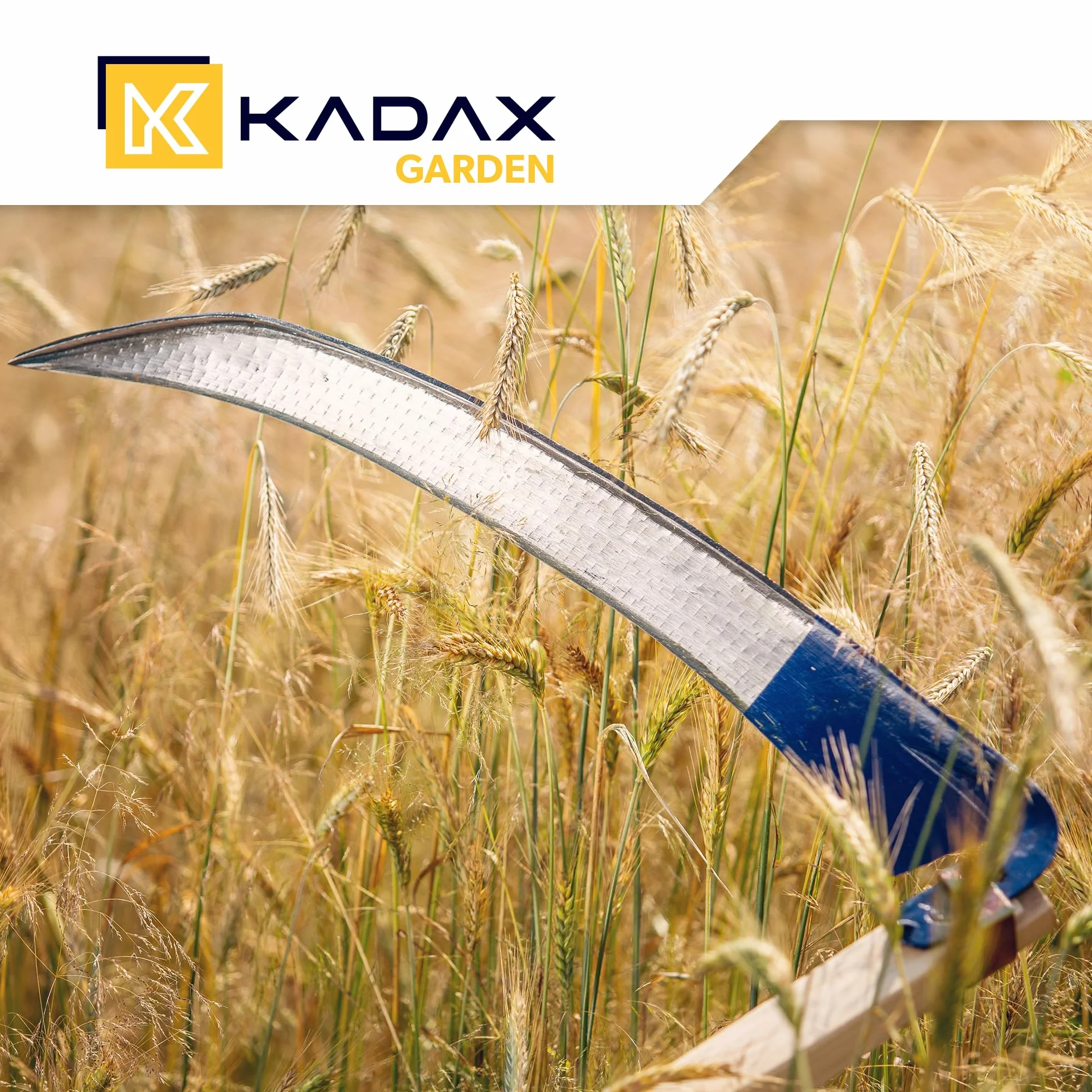KADAX Kosa ręczna 80cm metalowa, składana konstrukcja, pewny chwyt, do wykaszania traw i chwastów na działce i w ogrodzie
