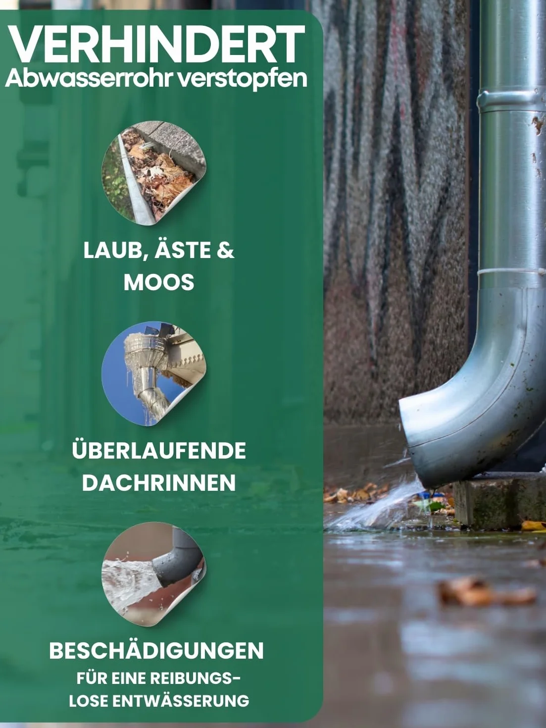 4-częściowy zestaw ochrony rynny dachowej, plastik, osłona rury spustowej, sitko do liści, sitko do liści, łapacz liści, ochrona rynny, sitko rynnowe, ochrona liści, zabrudzeń, mchu